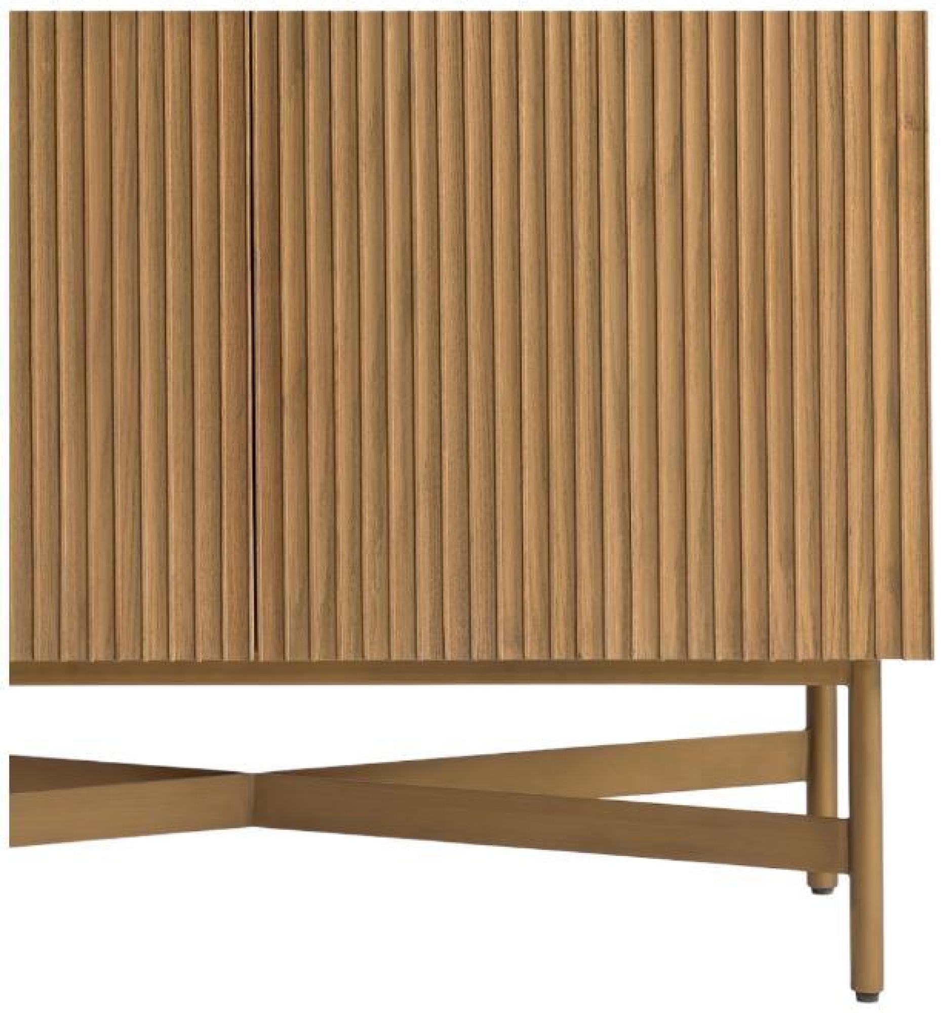 Product photograph of Natural Oak Wood 2 Slatted Door Cabinet from Choice Furniture Superstore.