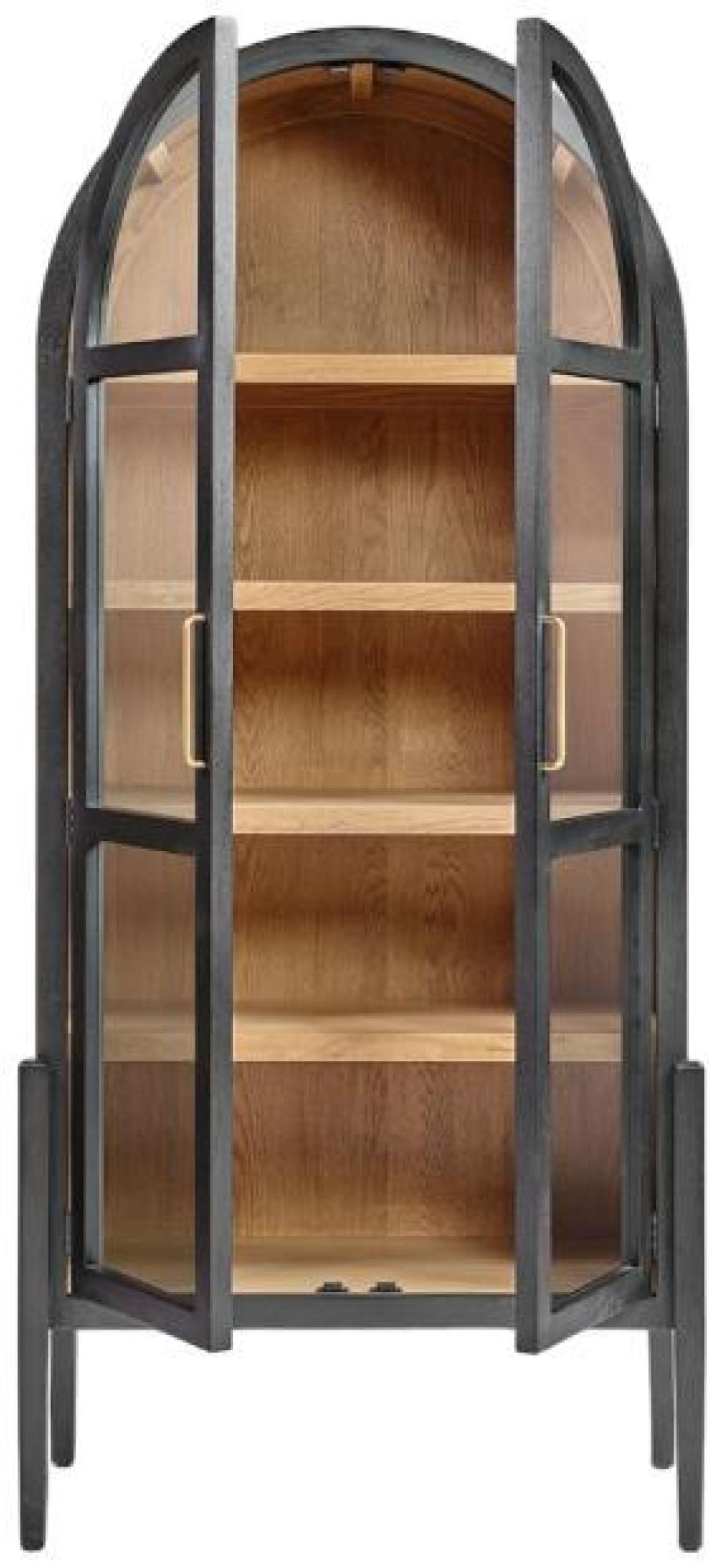 Product photograph of Crisal Decoracion Dark Oak Wood Oval Top 2 Door Display Case from Choice Furniture Superstore.