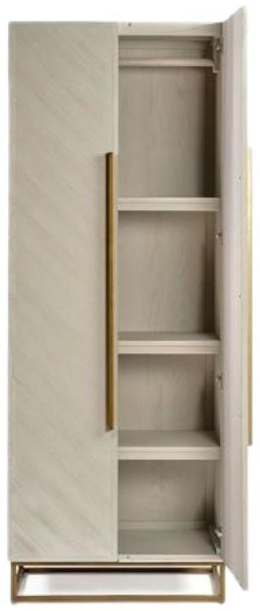 Product photograph of Greyish White Oak Wood 2 Door Display Cabinet from Choice Furniture Superstore.