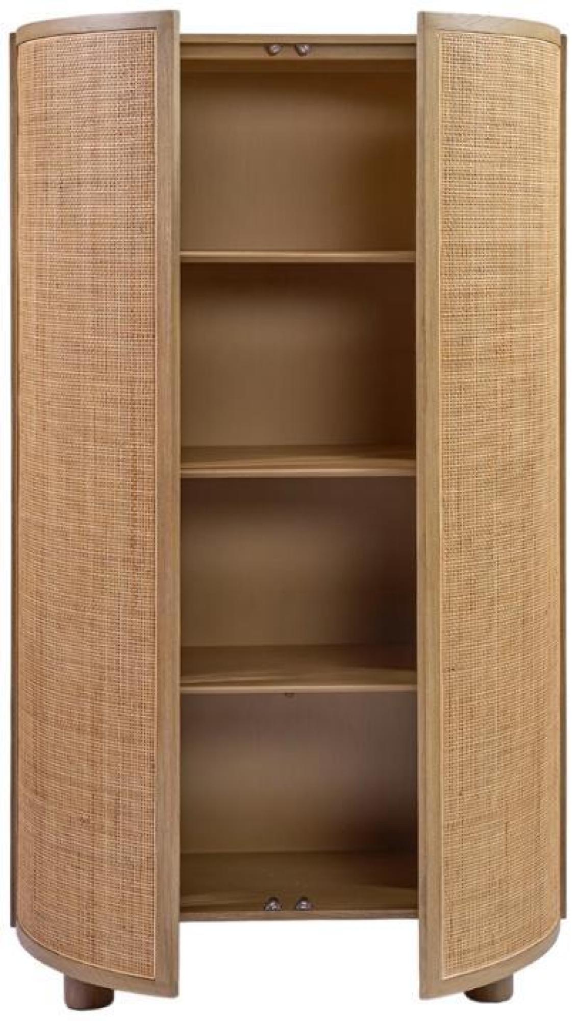 Product photograph of Crisal Decoracion Natural Wood 3 Shelves 2 Door Display Cabinet from Choice Furniture Superstore.