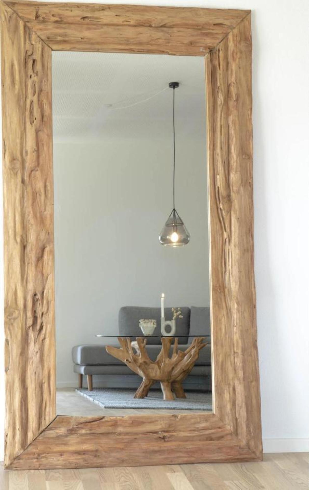 Product photograph of Allison Natural Teak Antique Mirror - 101cm X 180cm from Choice Furniture Superstore.