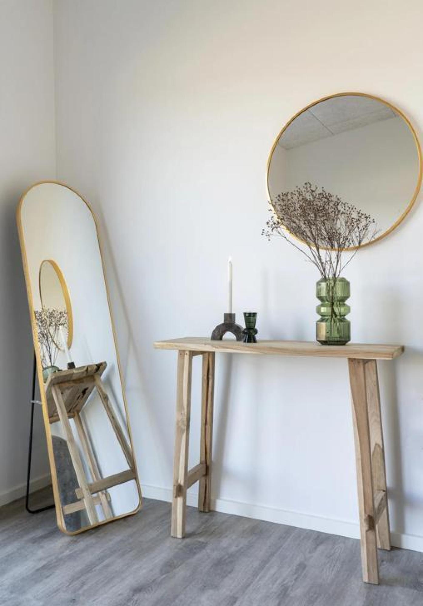 Product photograph of Madrid Brass Finish Arch Long Floor Standing Mirror - 40cm X 150cm from Choice Furniture Superstore.