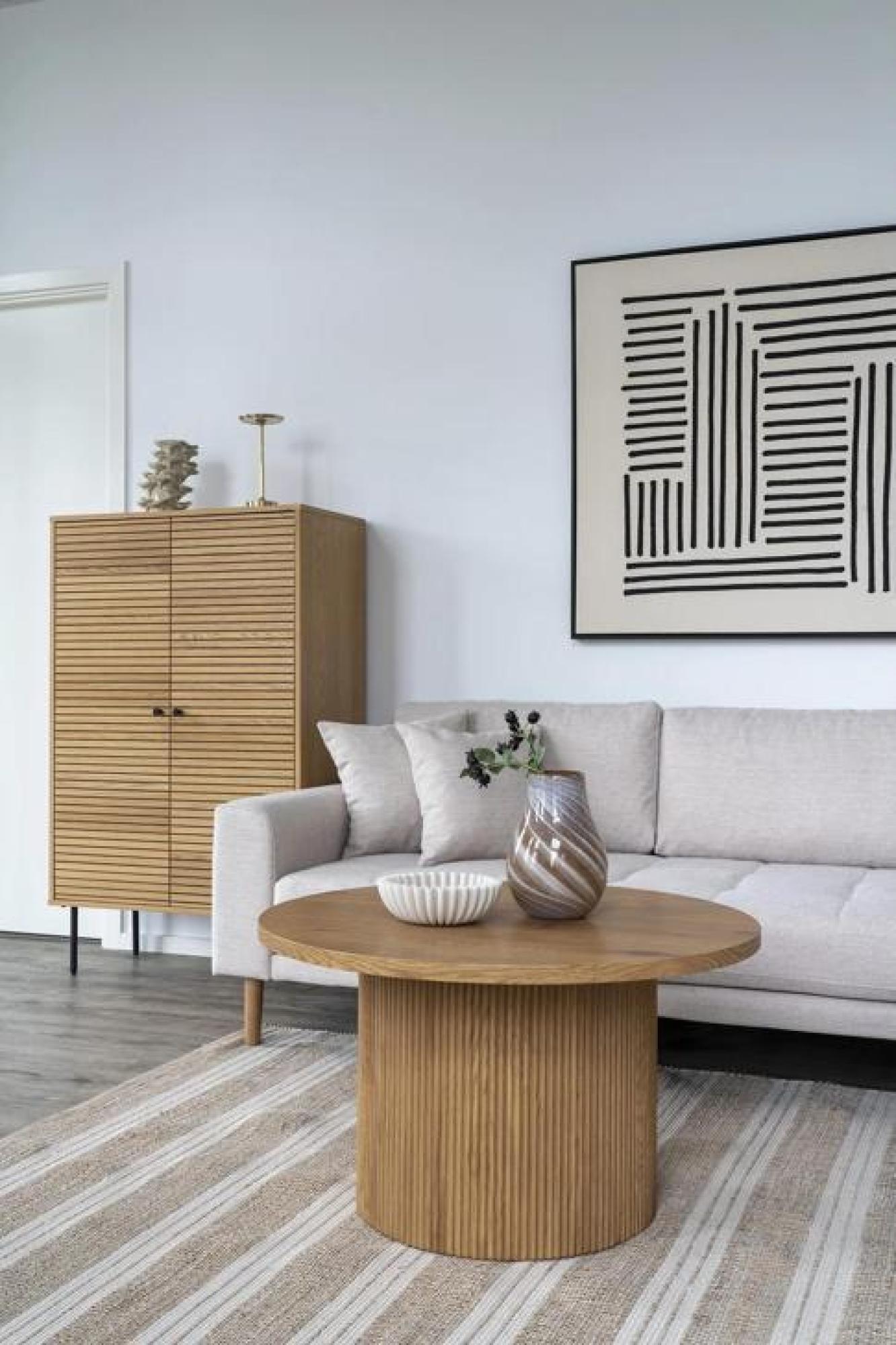 Product photograph of Boavista Natural Brown Fluted Round Coffee Table from Choice Furniture Superstore.