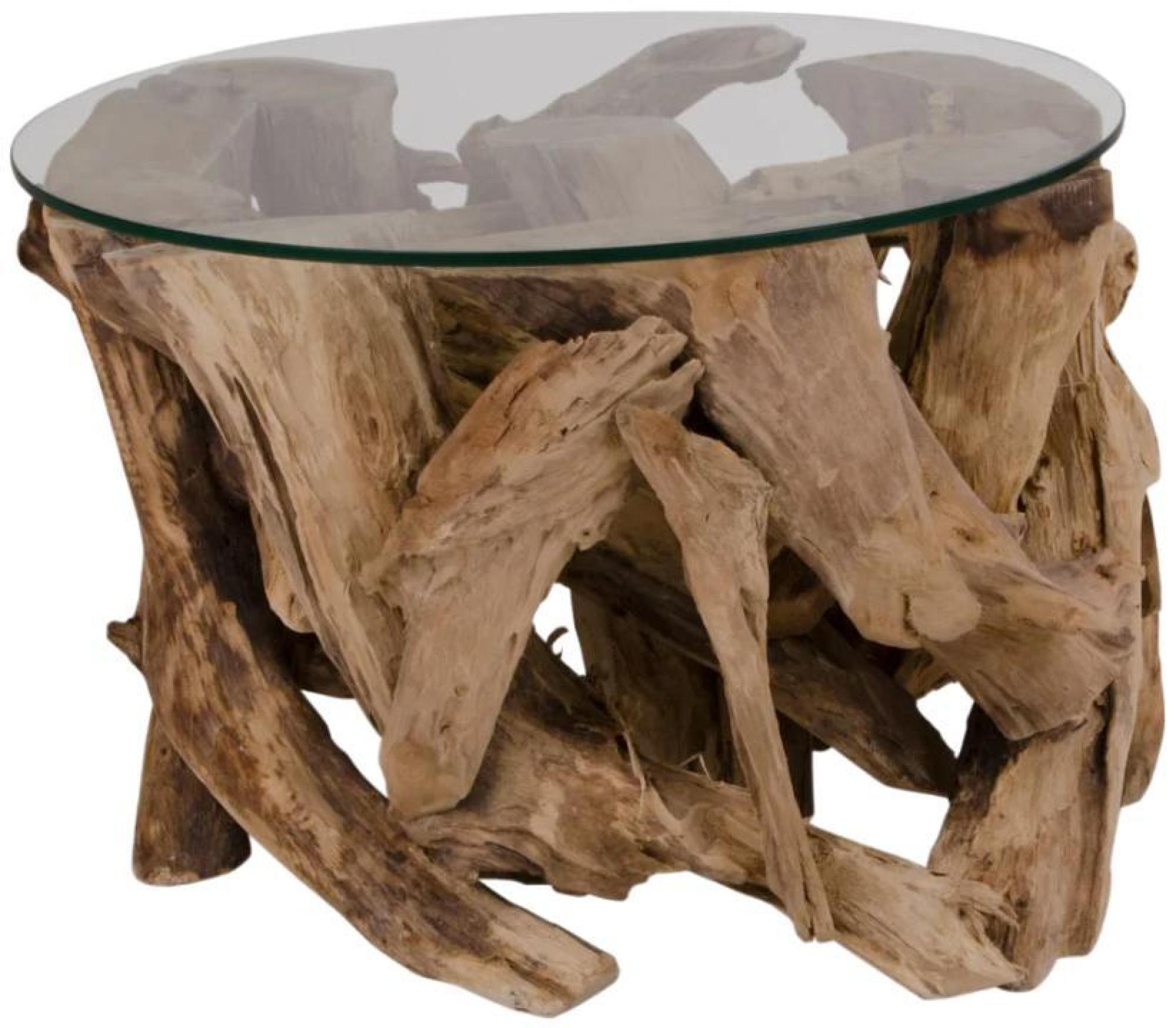 Product photograph of Grand Canyon Natural Teak Root And Glass Top Round Coffee Table from Choice Furniture Superstore.