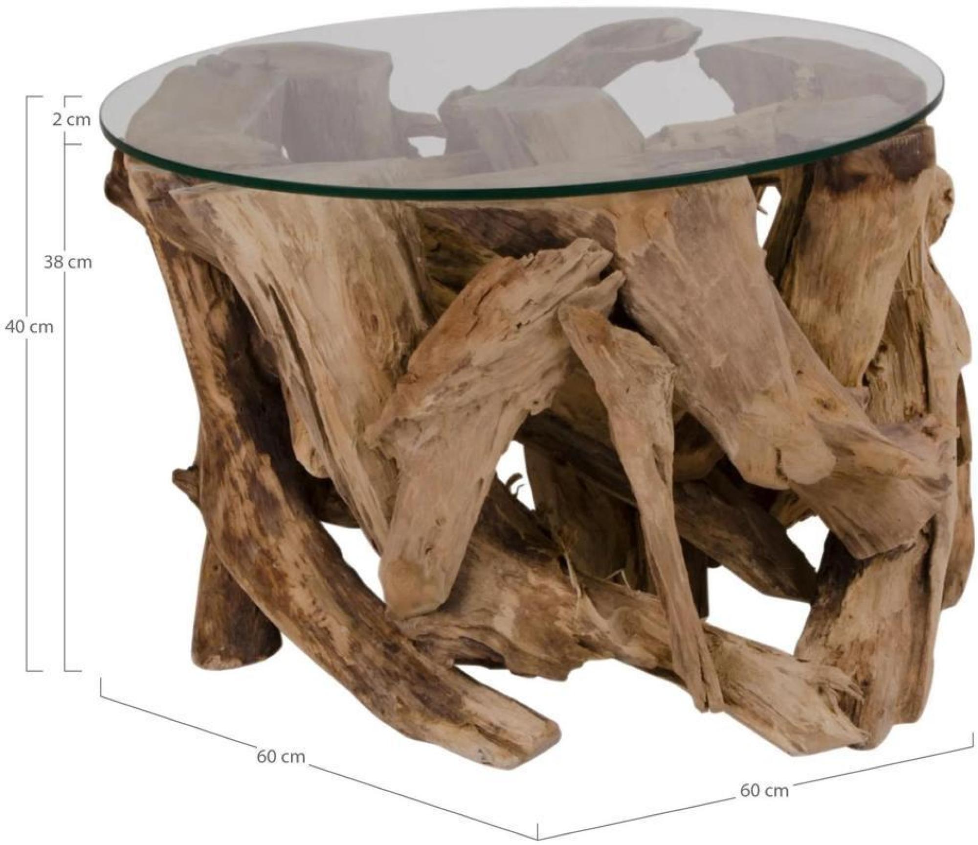 Product photograph of Grand Canyon Natural Teak Root And Glass Top Round Coffee Table from Choice Furniture Superstore.