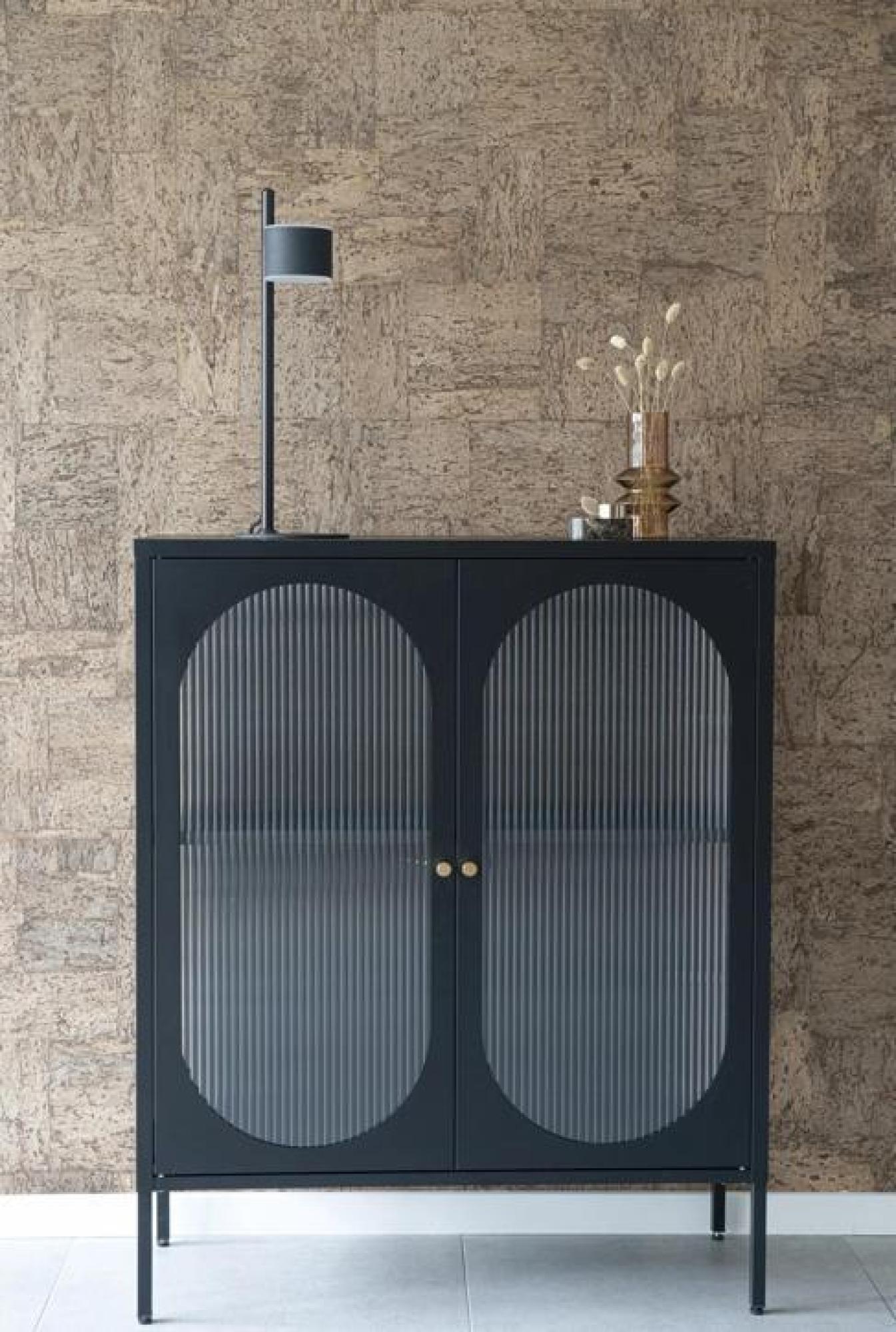 Product photograph of Quapaw Black Metal Display Cabinet from Choice Furniture Superstore.