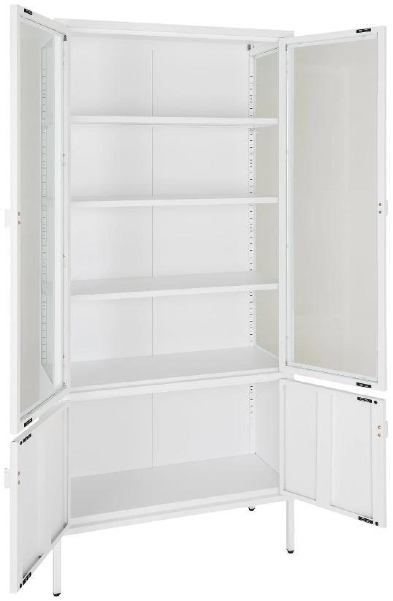 Product photograph of Nondalton Glass And White Metal 4 Door Display Cabinet from Choice Furniture Superstore.