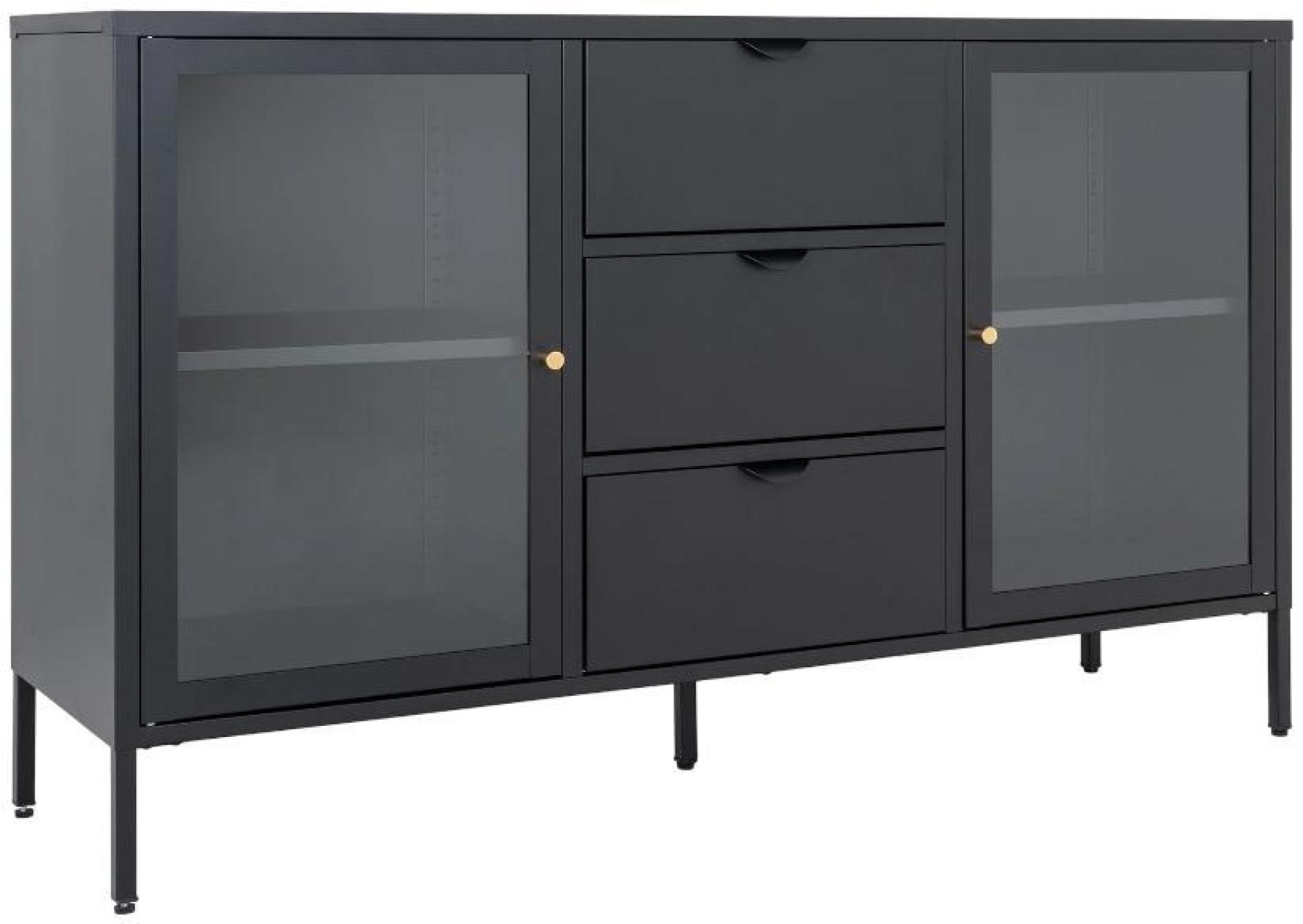 Product photograph of Yukon Black Metal 2 Door 3 Drawer Sideboard from Choice Furniture Superstore.