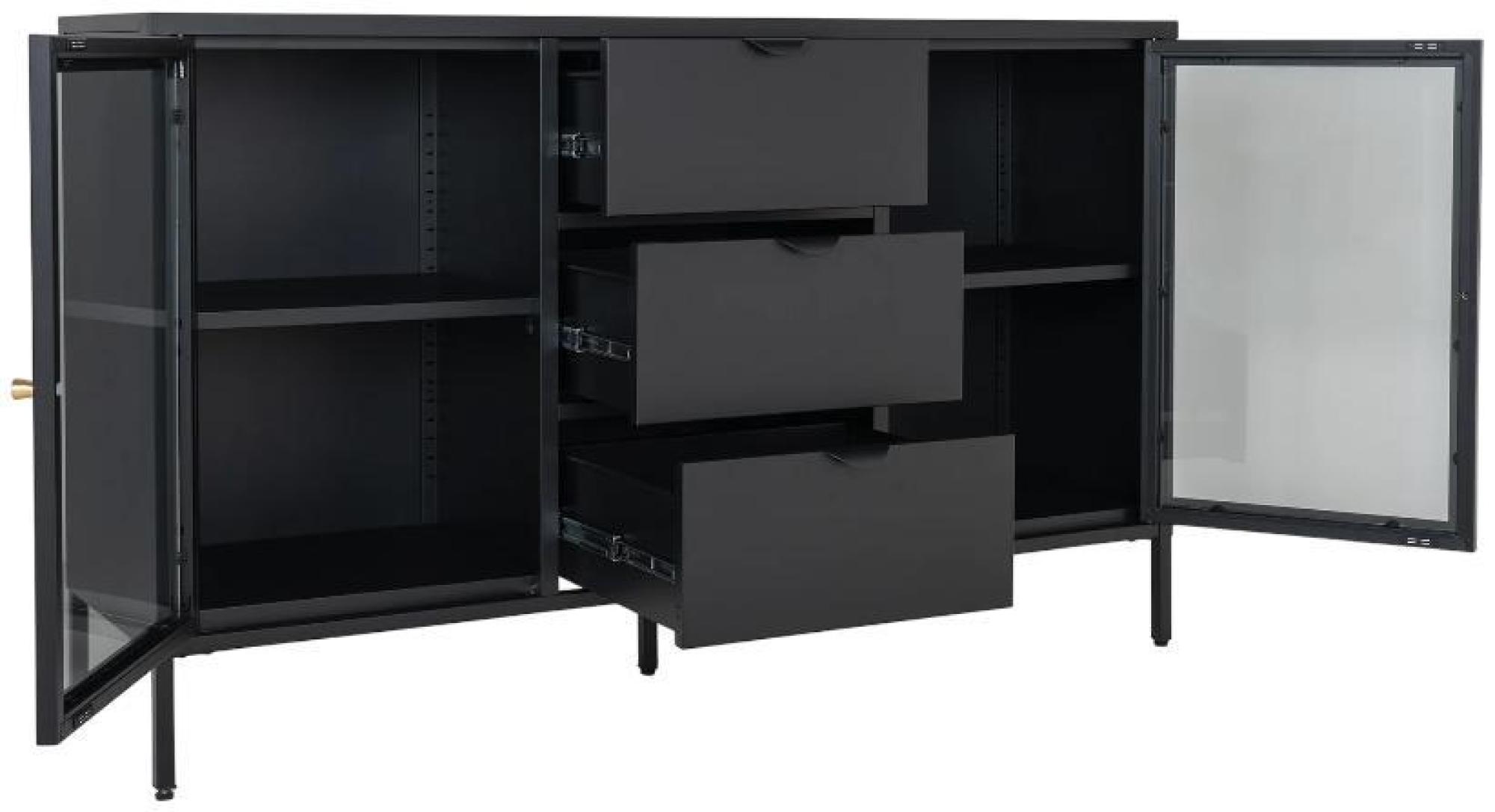 Product photograph of Yukon Black Metal 2 Door 3 Drawer Sideboard from Choice Furniture Superstore.