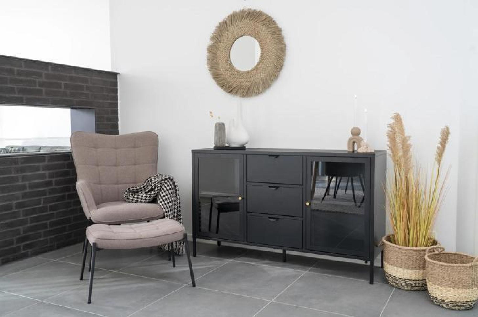 Product photograph of Yukon Black Metal 2 Door 3 Drawer Sideboard from Choice Furniture Superstore.