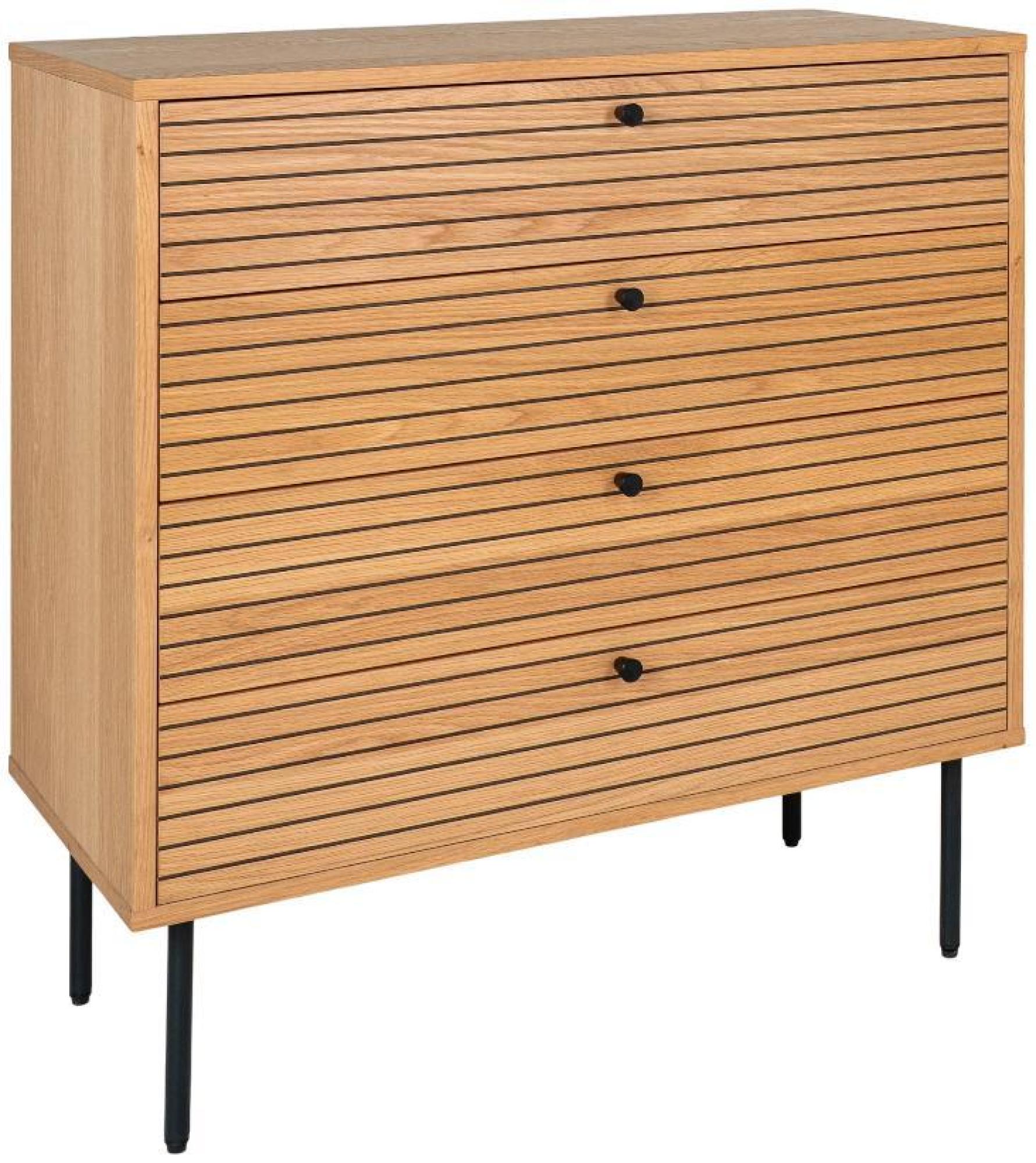 Product photograph of Kyoto Oak Veneer Fluted 4 Drawer Chest from Choice Furniture Superstore.