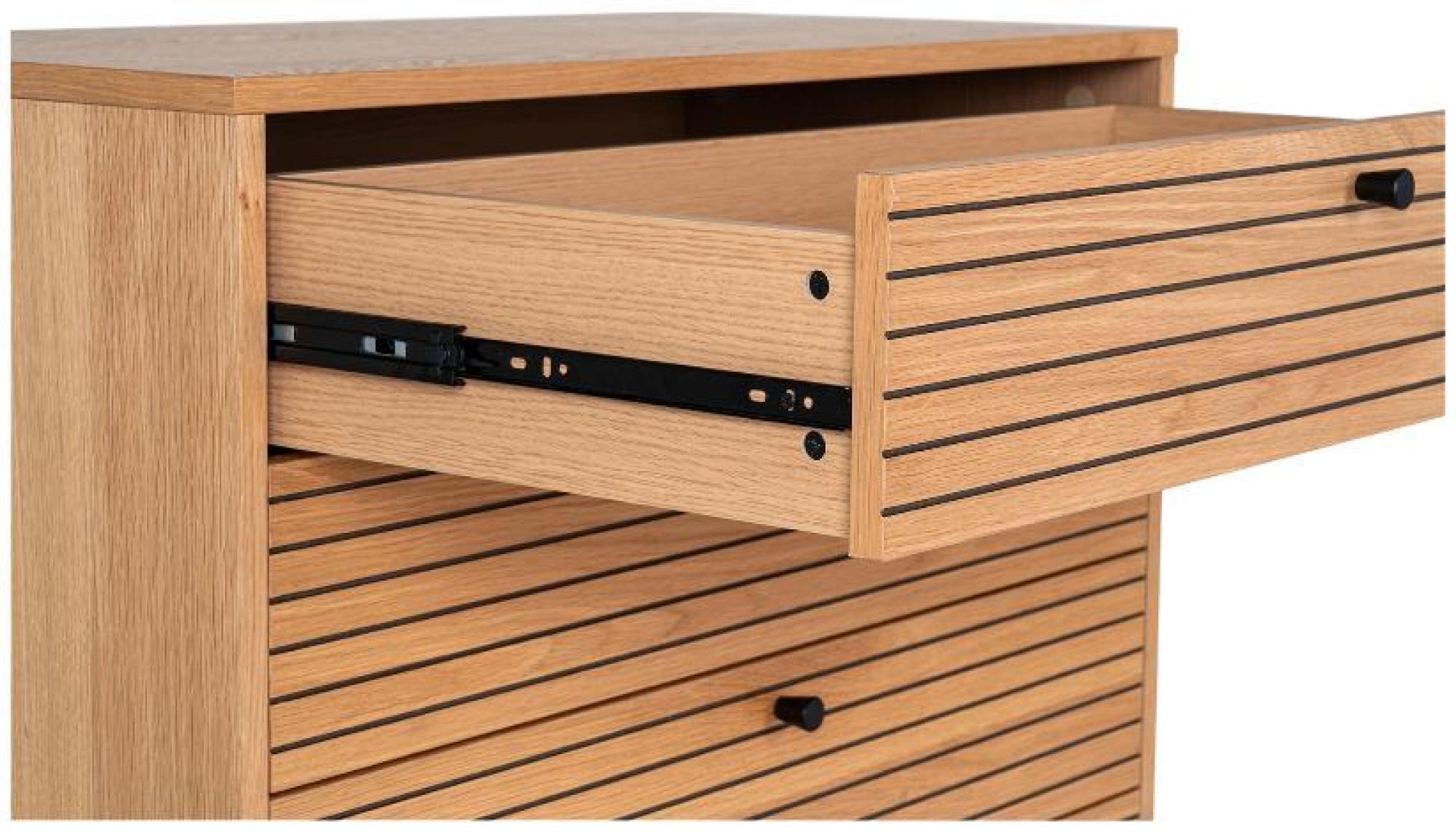 Product photograph of Kyoto Oak Veneer Fluted 4 Drawer Chest from Choice Furniture Superstore.