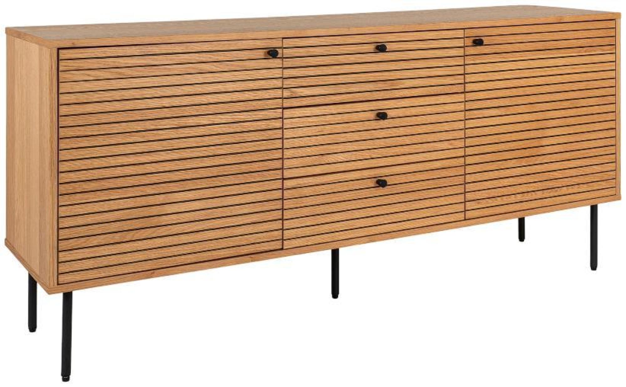 Product photograph of Toccoa Oak Veneer Fluted 2 Door 3 Drawer Sideboard from Choice Furniture Superstore.