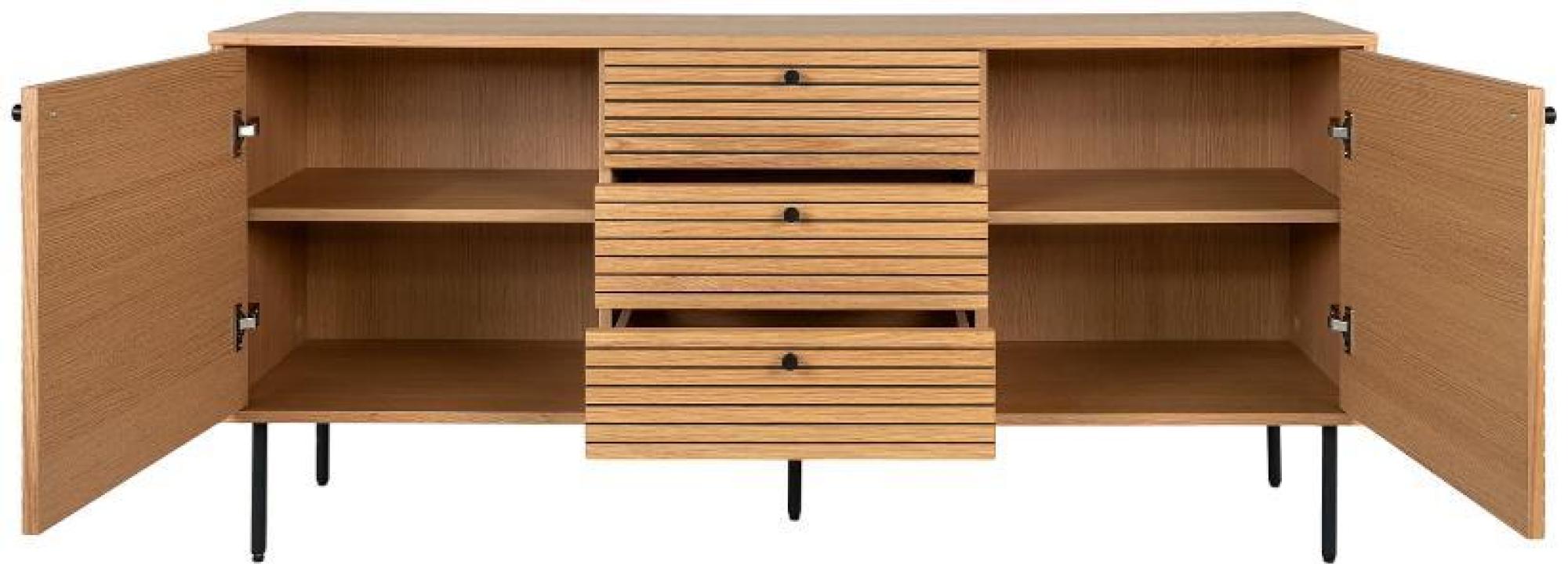 Product photograph of Toccoa Oak Veneer Fluted 2 Door 3 Drawer Sideboard from Choice Furniture Superstore.