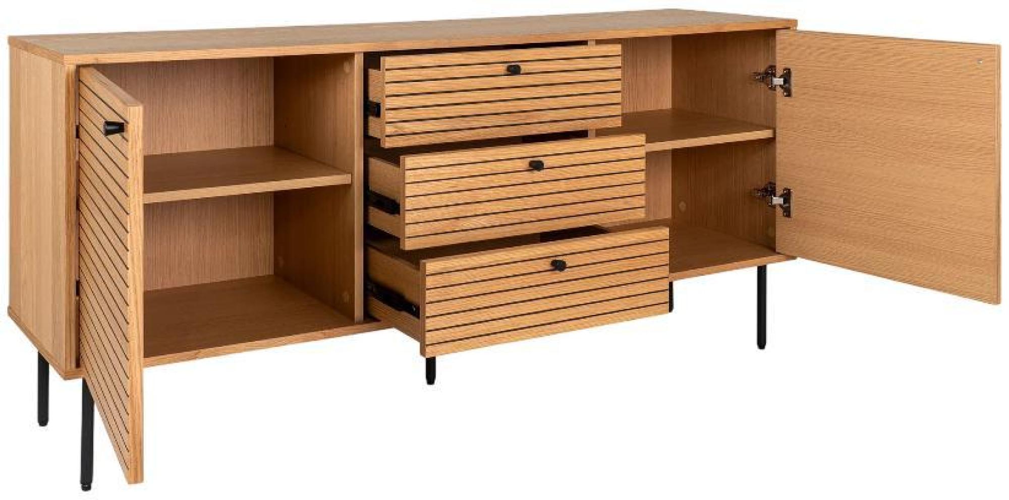 Product photograph of Toccoa Oak Veneer Fluted 2 Door 3 Drawer Sideboard from Choice Furniture Superstore.