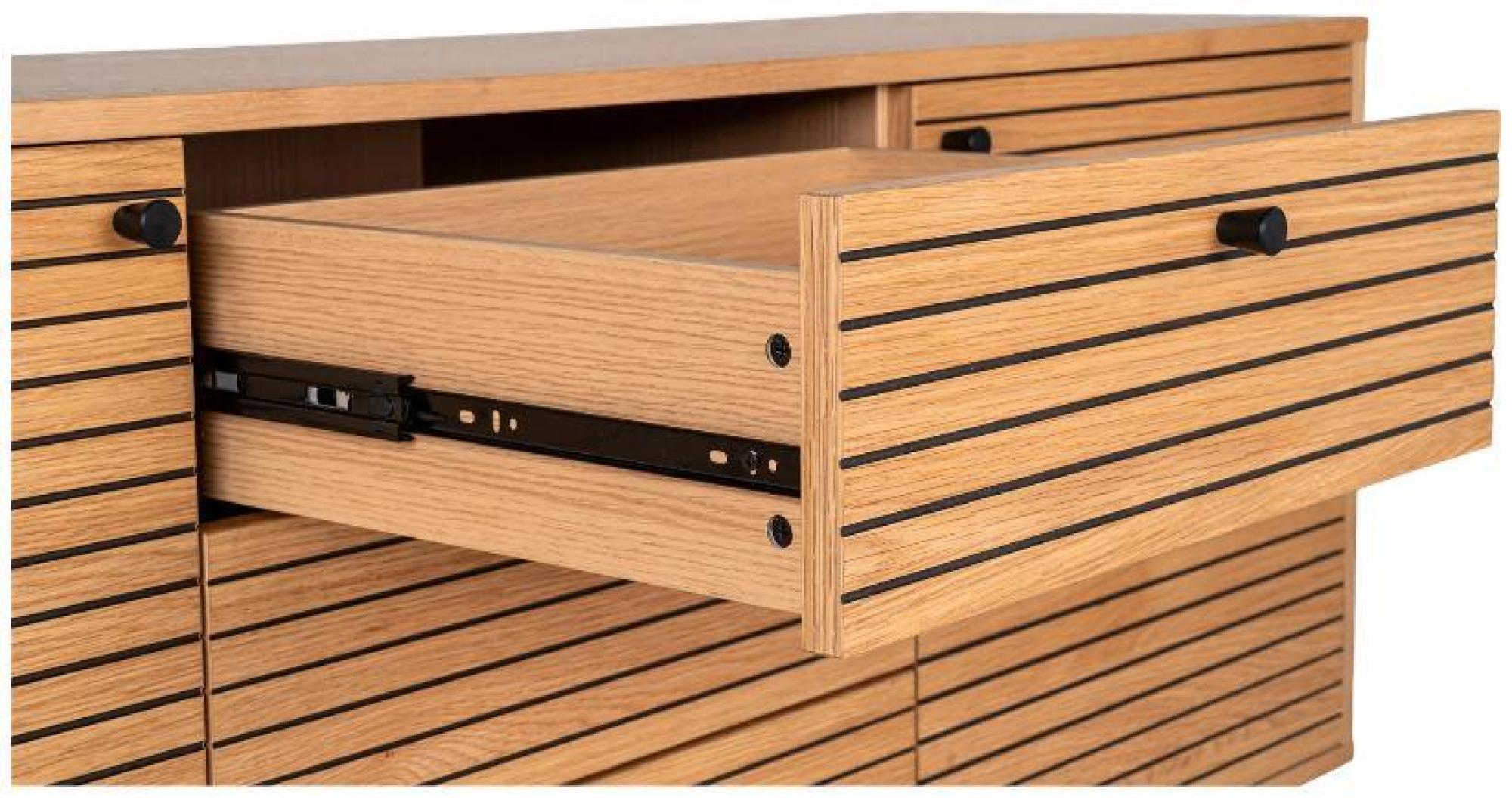 Product photograph of Toccoa Oak Veneer Fluted 2 Door 3 Drawer Sideboard from Choice Furniture Superstore.