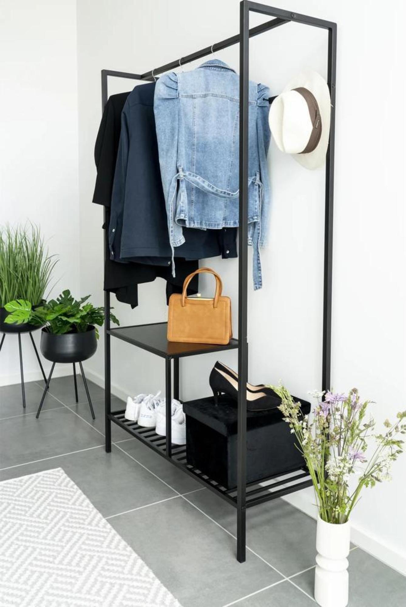 Product photograph of Tira Black Steel Open Wardrobe from Choice Furniture Superstore.