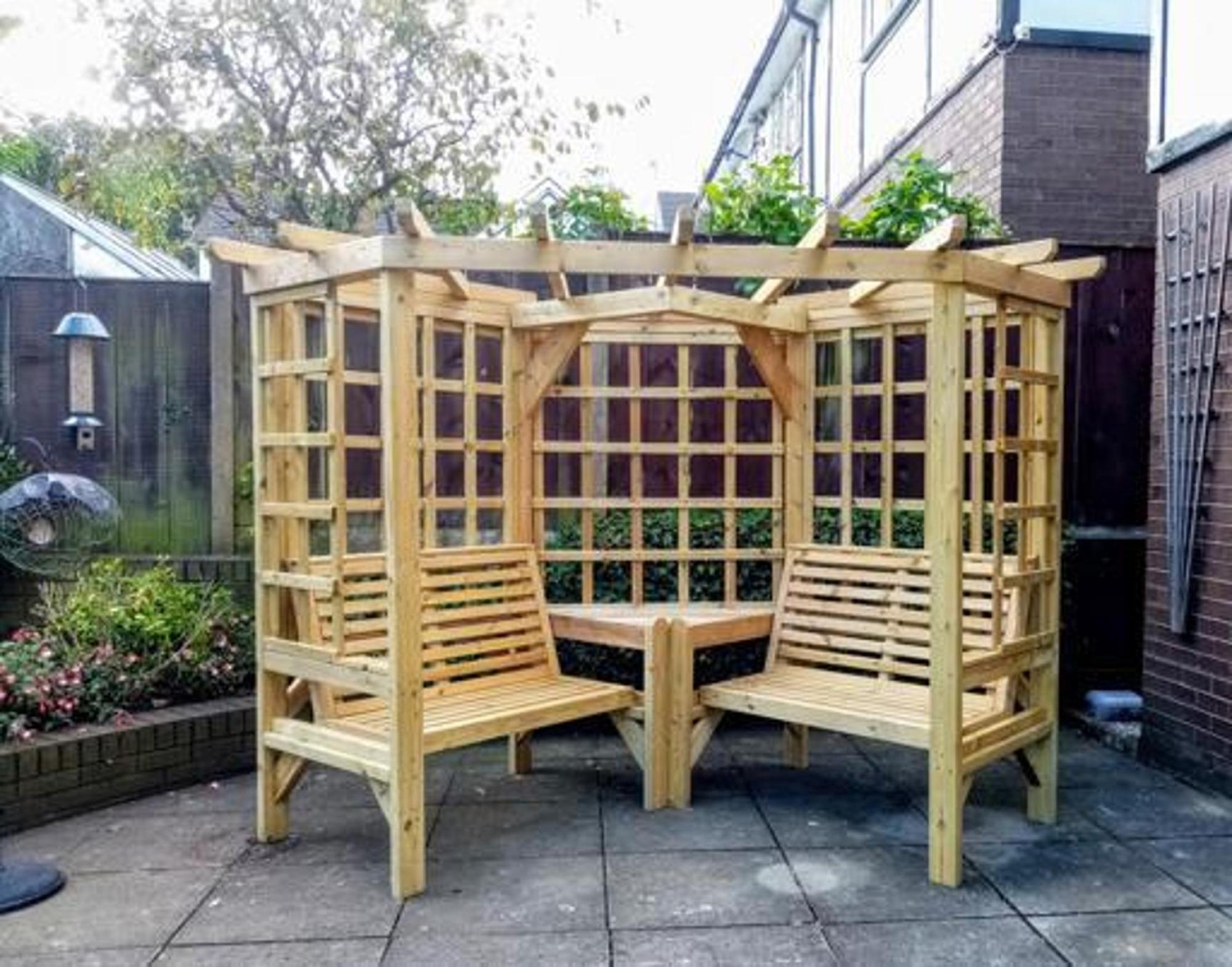 Product photograph of Churnet Valley Clementine Corner 4 Seater Garden Arbour from Choice Furniture Superstore.