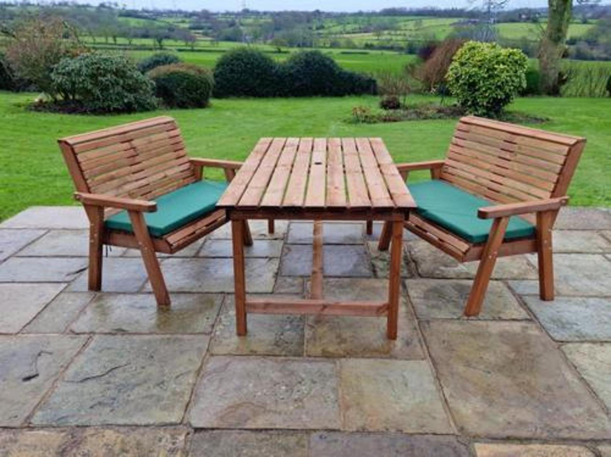 Product photograph of Churnet Valley Brown Outdoor Rectangular Table Set With 2 Benches from Choice Furniture Superstore.