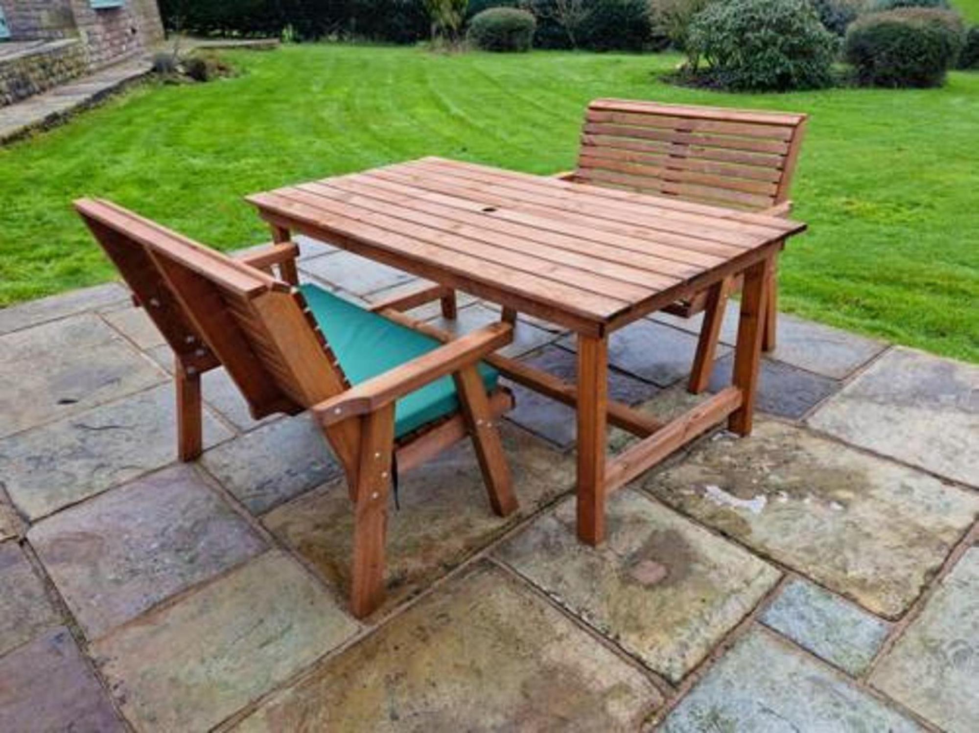 Product photograph of Churnet Valley Brown Outdoor Rectangular Table Set With 2 Benches from Choice Furniture Superstore.