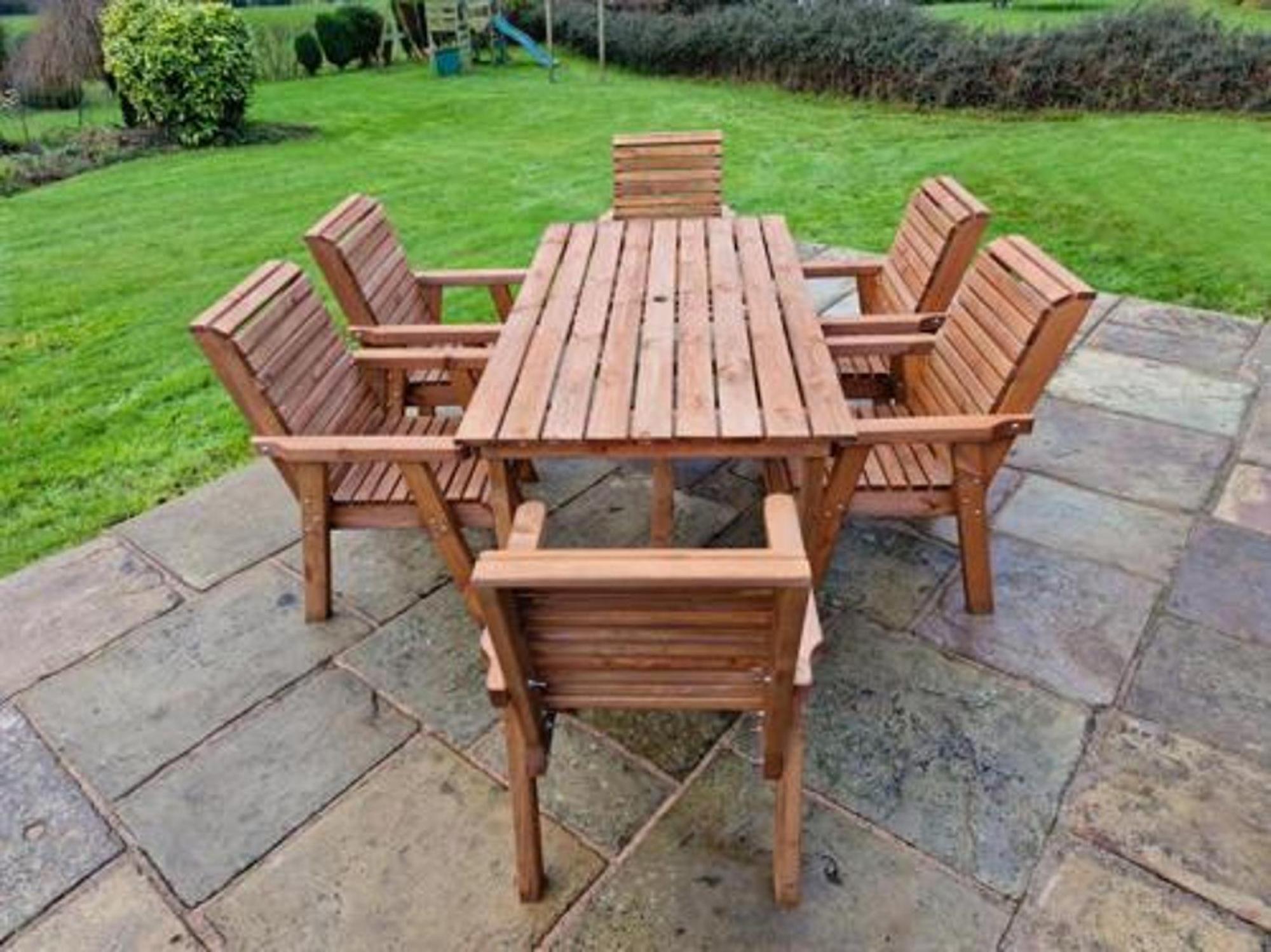 Product photograph of Churnet Valley Brown Outdoor Rectangular Table Set With 6 Chairs from Choice Furniture Superstore.