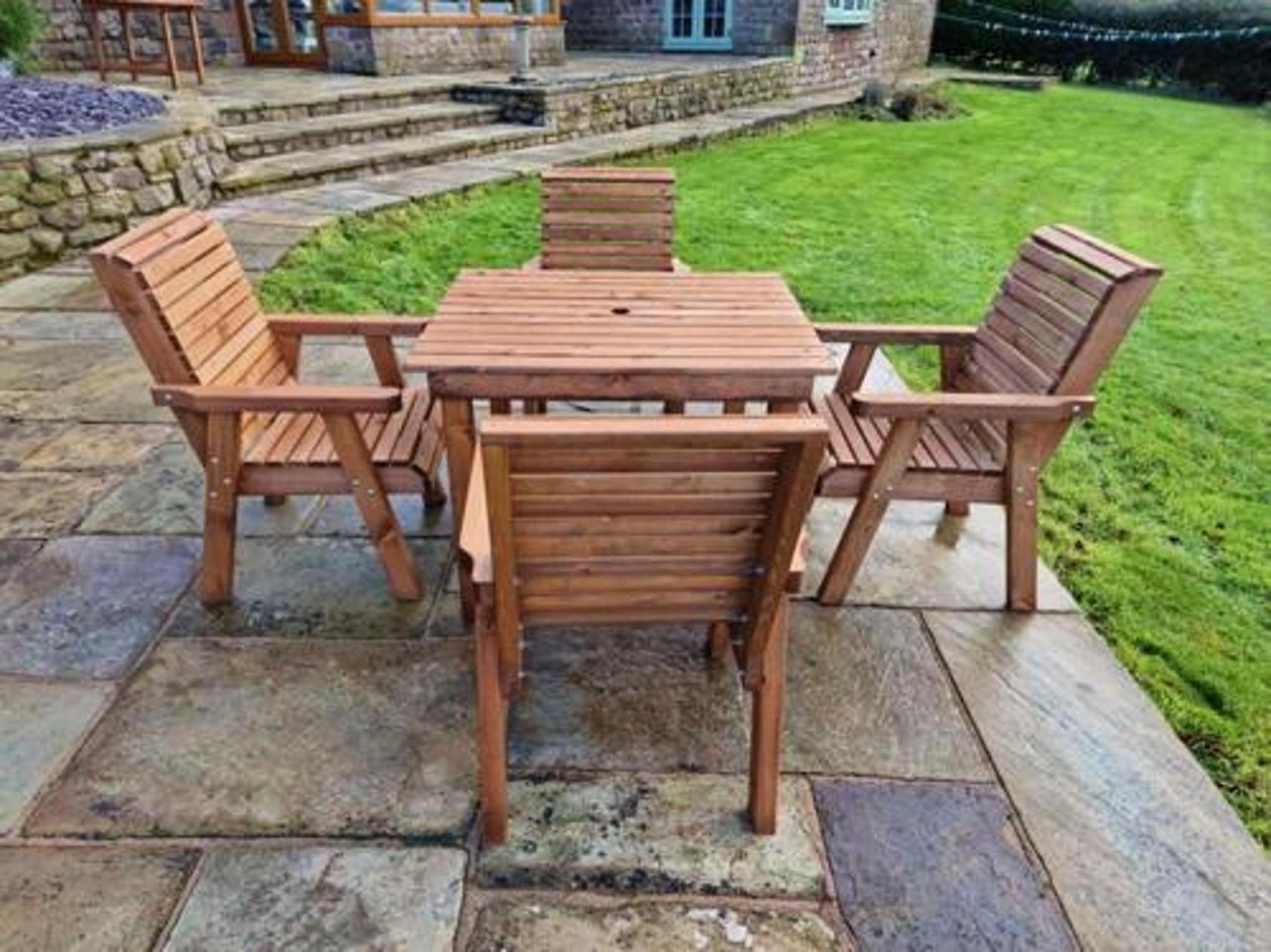 Product photograph of Churnet Valley Brown Outdoor Square Table Set With 4 Chairs from Choice Furniture Superstore.
