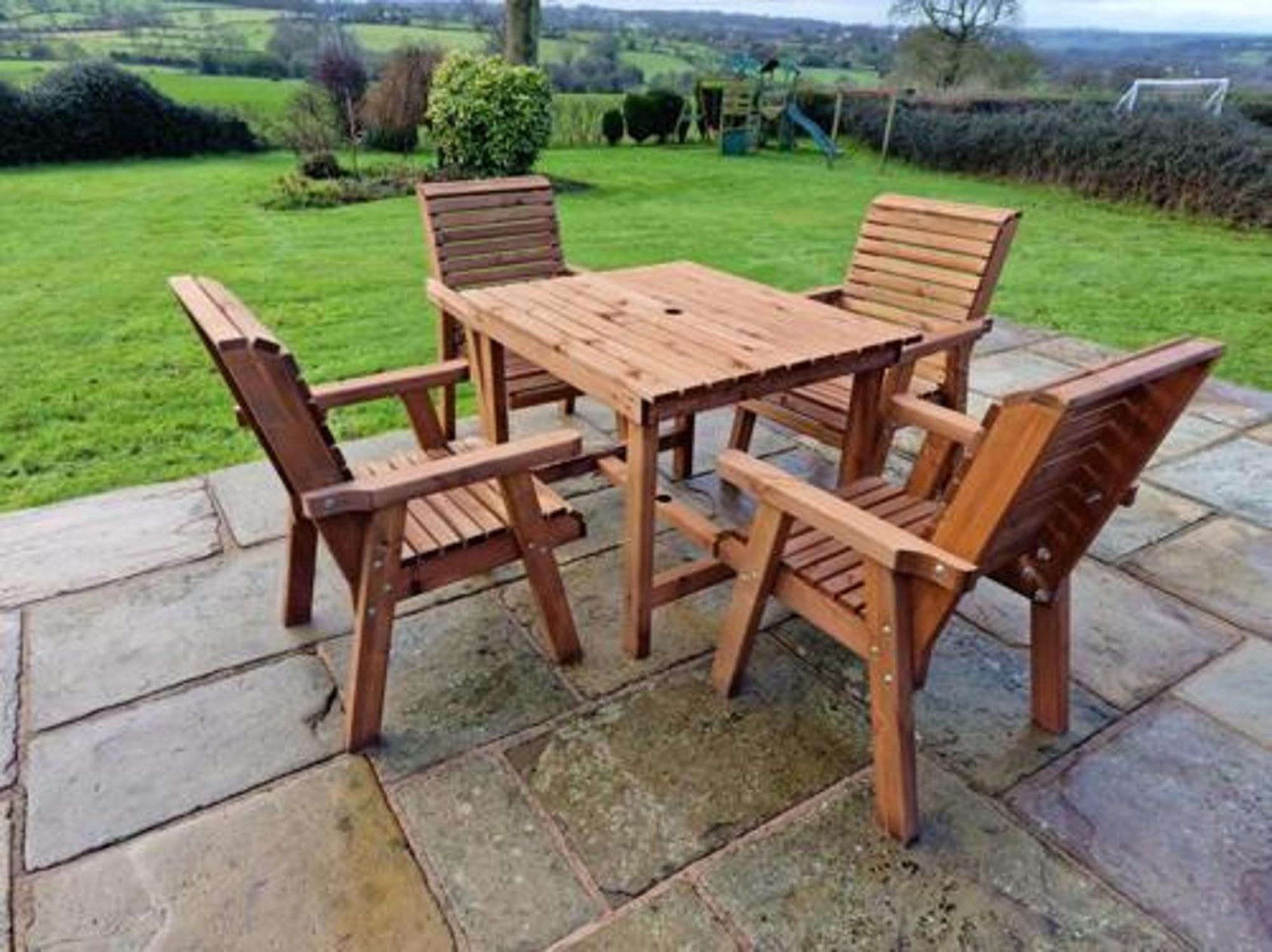 Product photograph of Churnet Valley Brown Outdoor Square Table Set With 4 Chairs from Choice Furniture Superstore.