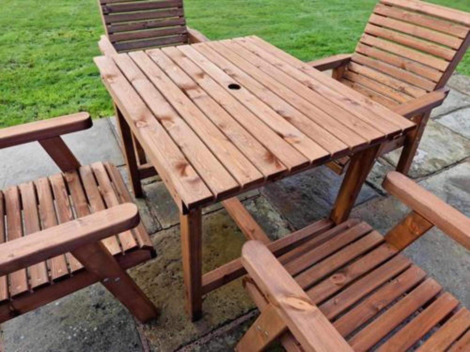 Product photograph of Churnet Valley Brown Outdoor Square Table Set With 4 Chairs from Choice Furniture Superstore.