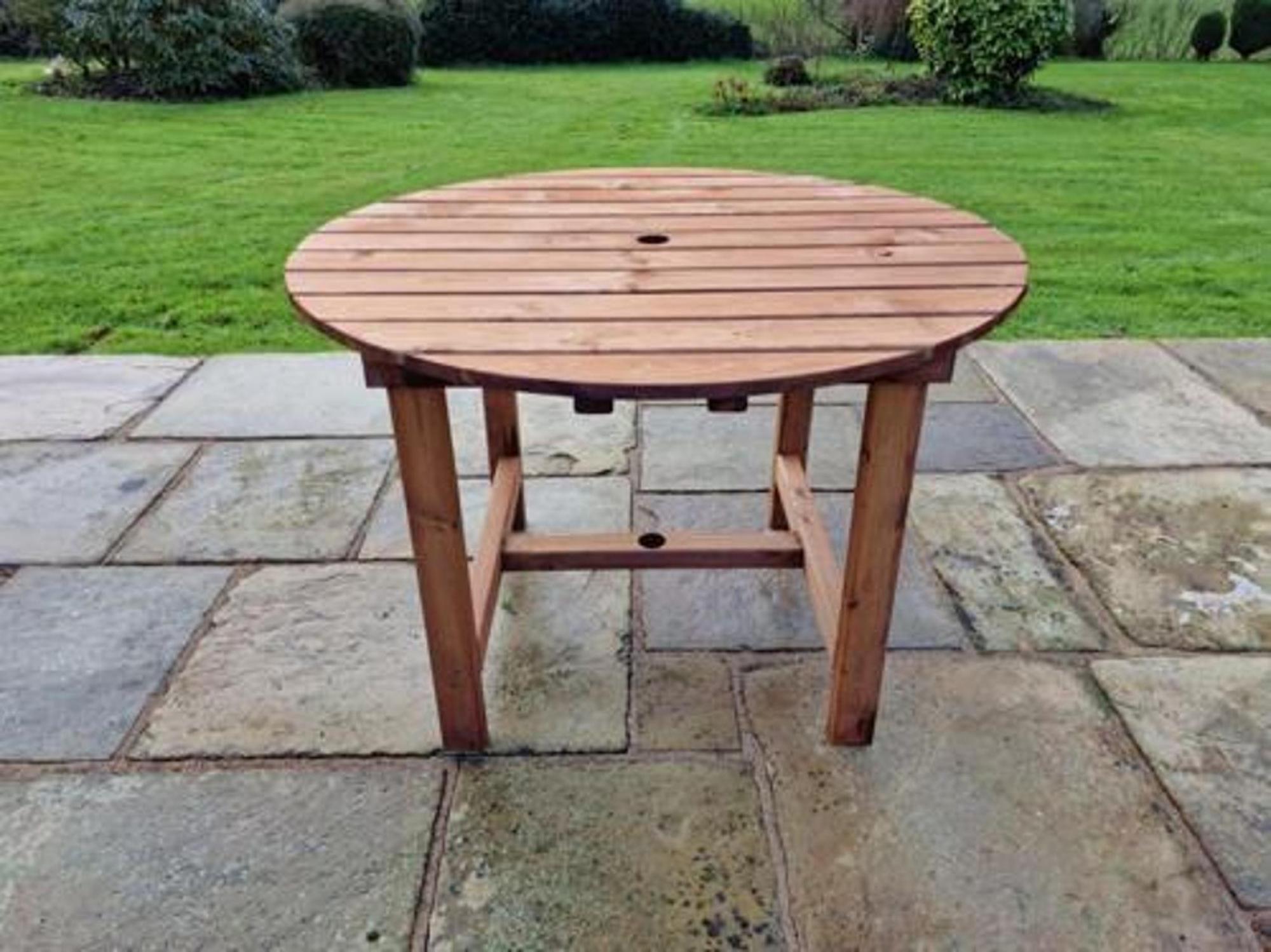Product photograph of Churnet Valley Brown Outdoor Round Table from Choice Furniture Superstore.