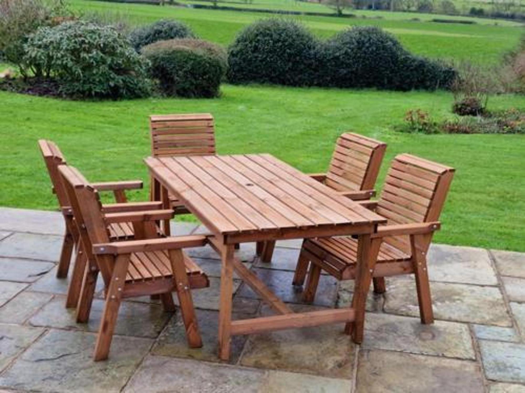 Product photograph of Churnet Valley Brown Outdoor Rectangular Table Set With 5 Chairs from Choice Furniture Superstore.