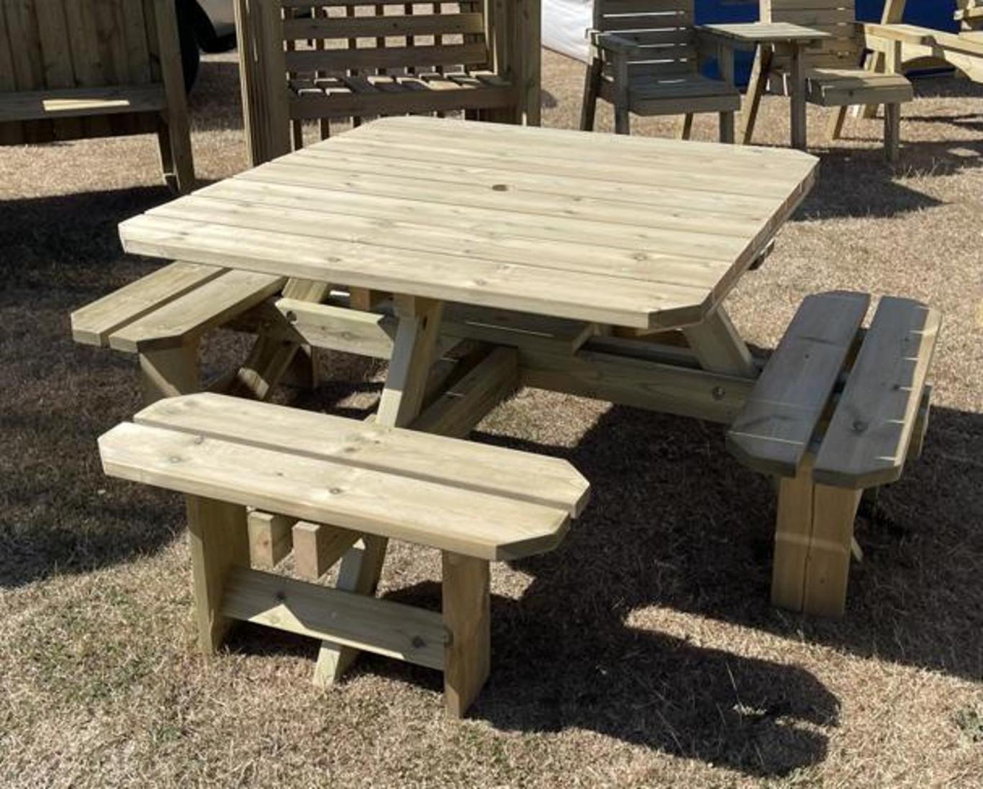 Product photograph of Churnet Valley Westwood Square Picnic Table Set With 4 Benches from Choice Furniture Superstore.