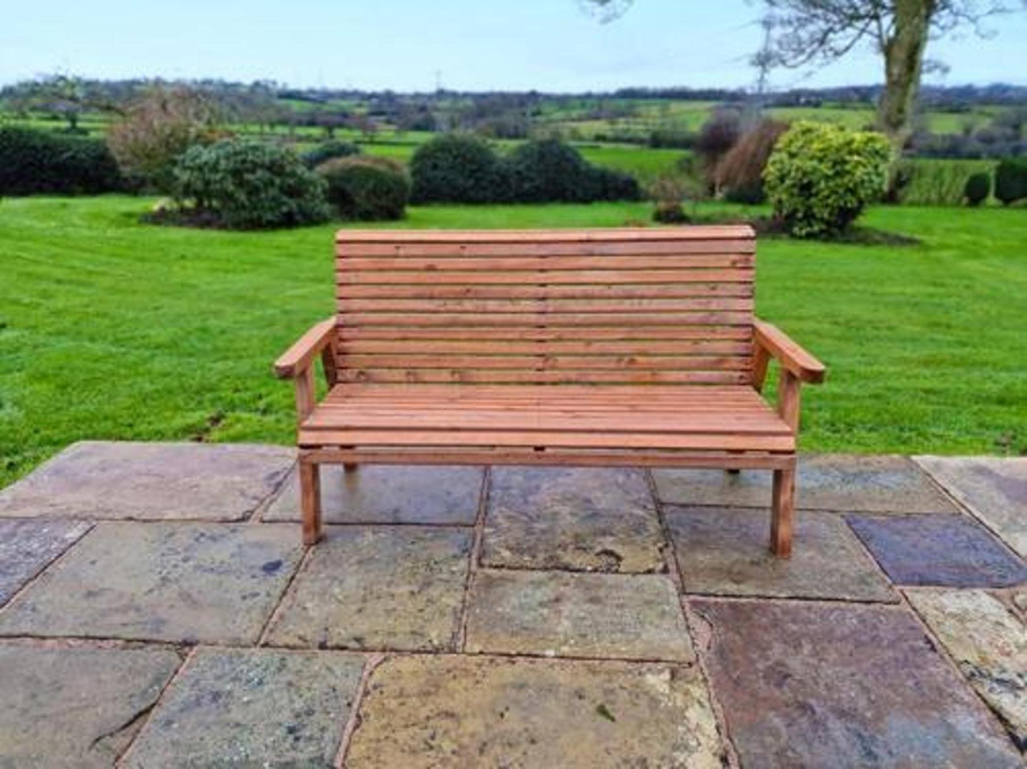 Product photograph of Churnet Valley Brown Outdoor 3 Seater Bench from Choice Furniture Superstore.