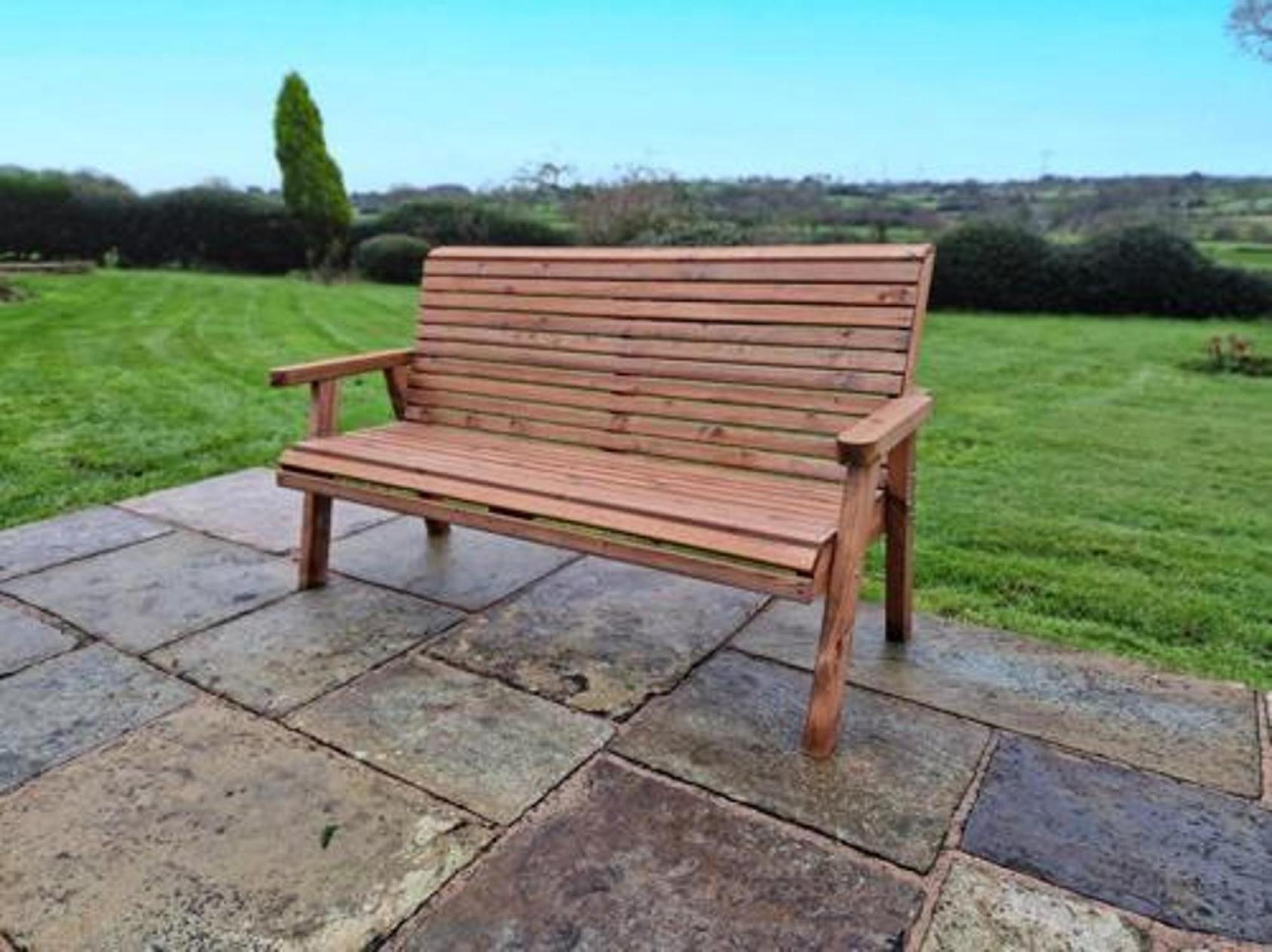 Product photograph of Churnet Valley Brown Outdoor 3 Seater Bench from Choice Furniture Superstore.