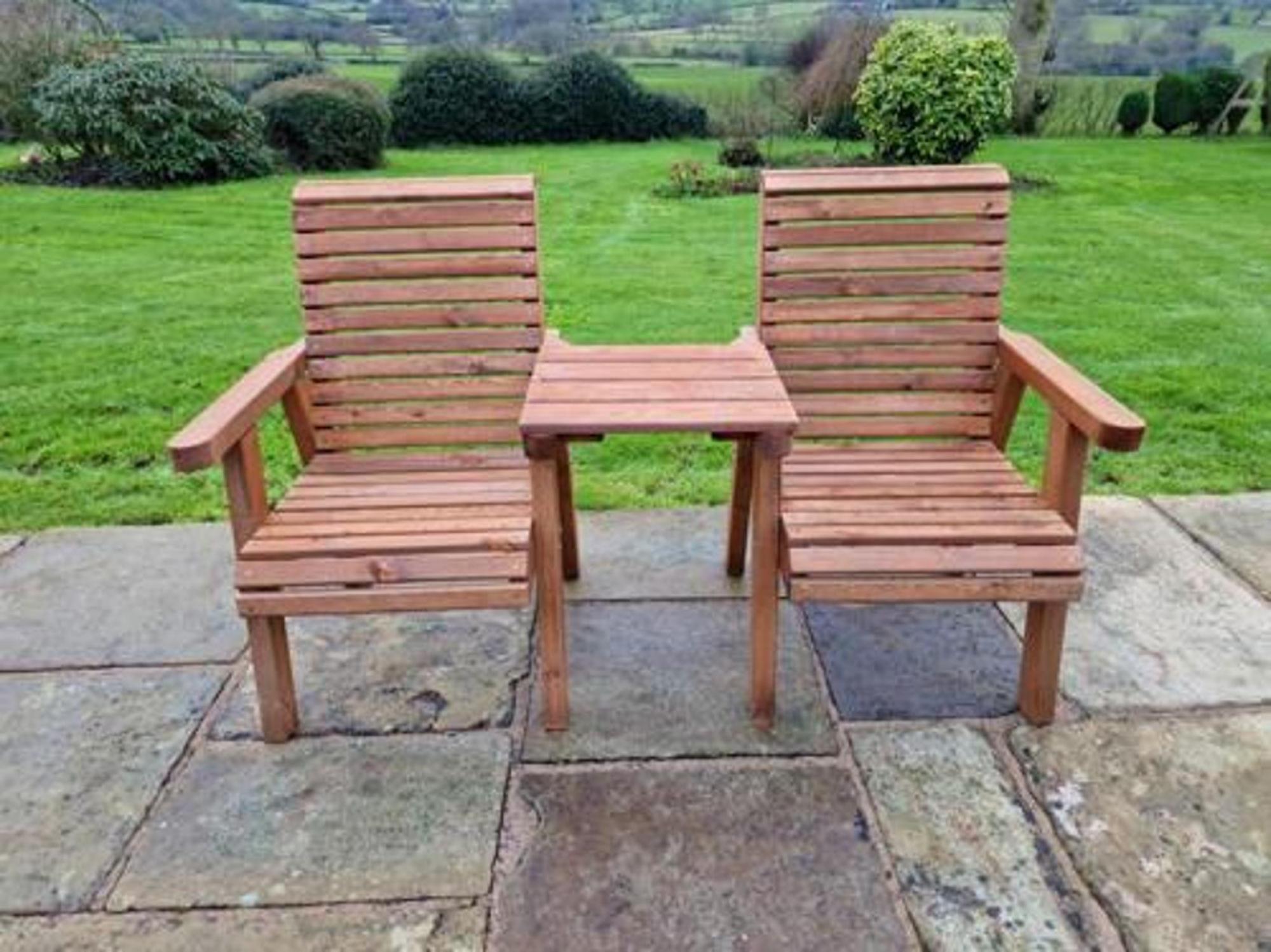 Product photograph of Churnet Valley Brown Outdoor Square Love Seat from Choice Furniture Superstore.