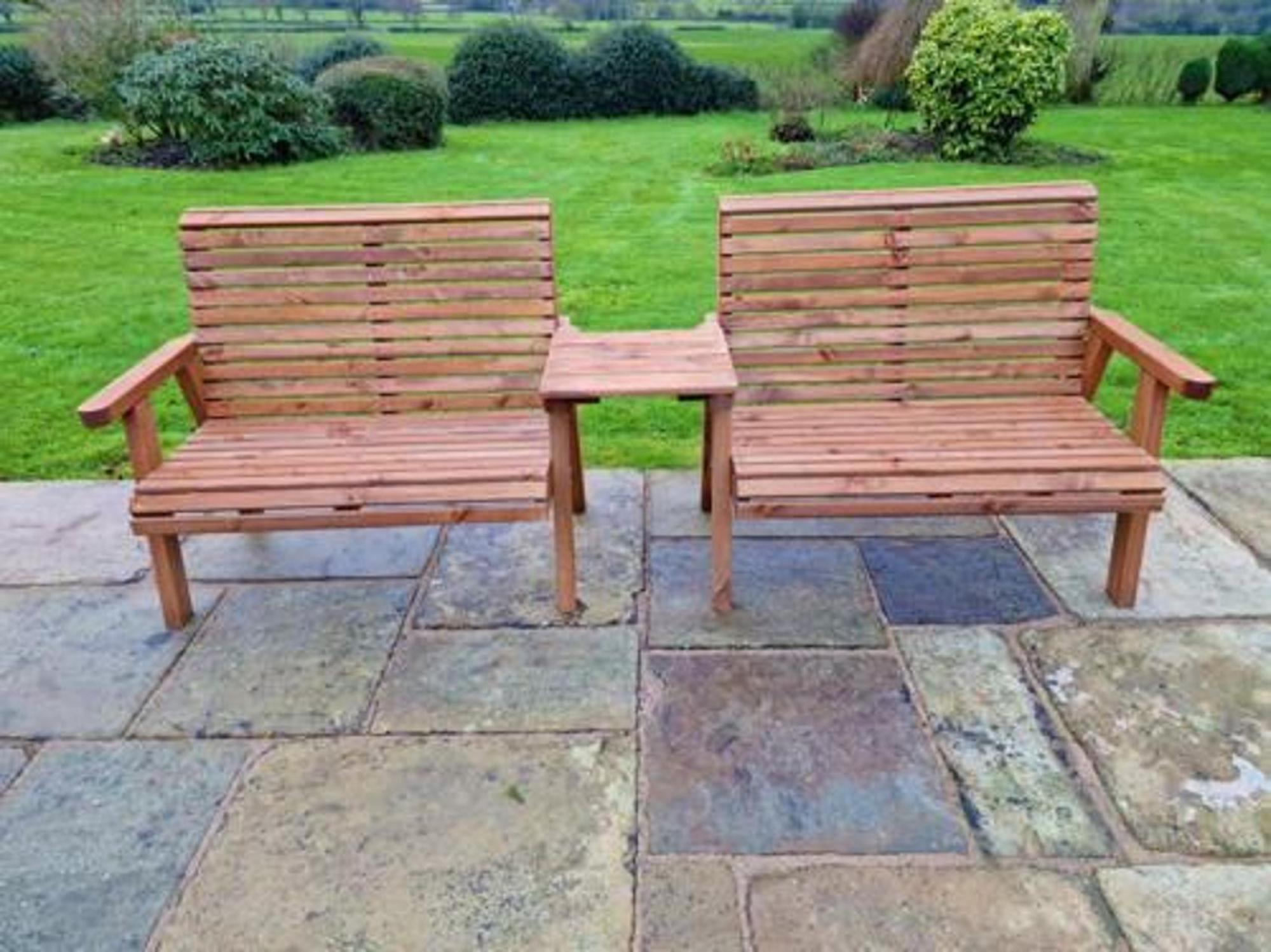 Product photograph of Churnet Valley Brown Outdoor 4 Seater Set 2x2 Seat Benches Straight from Choice Furniture Superstore.