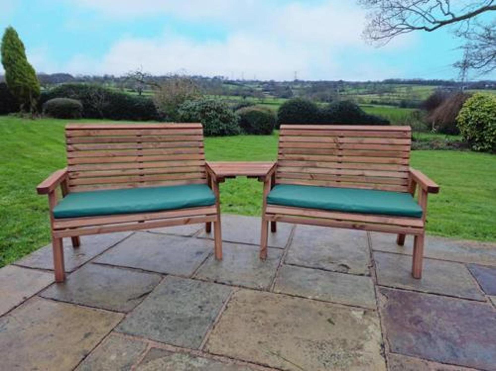 Product photograph of Churnet Valley Brown Outdoor 4 Seater Set 2x2 Seat Benches Angled from Choice Furniture Superstore.