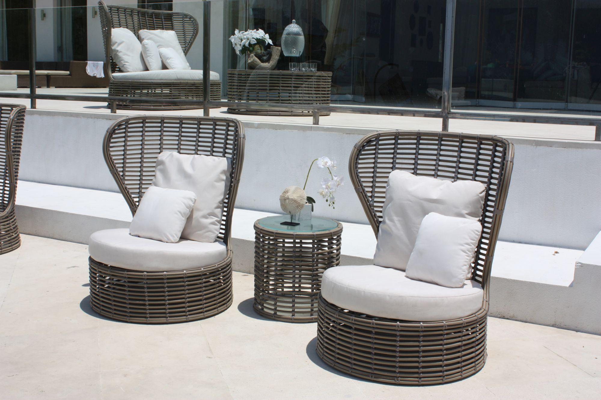 Product photograph of Skyline Bakari Walnut Rattan Outdoor Chair from Choice Furniture Superstore.