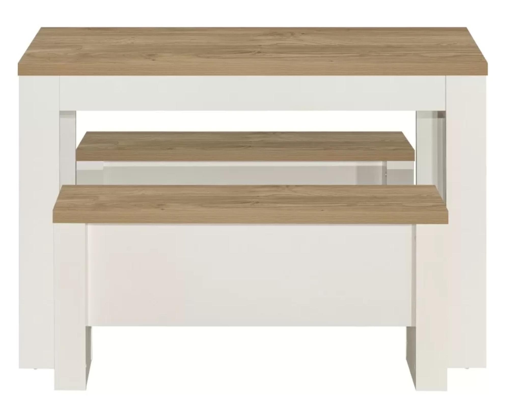 Product photograph of Birlea Highgate Oak Cream Dining Table Set With 2 Bench from Choice Furniture Superstore.