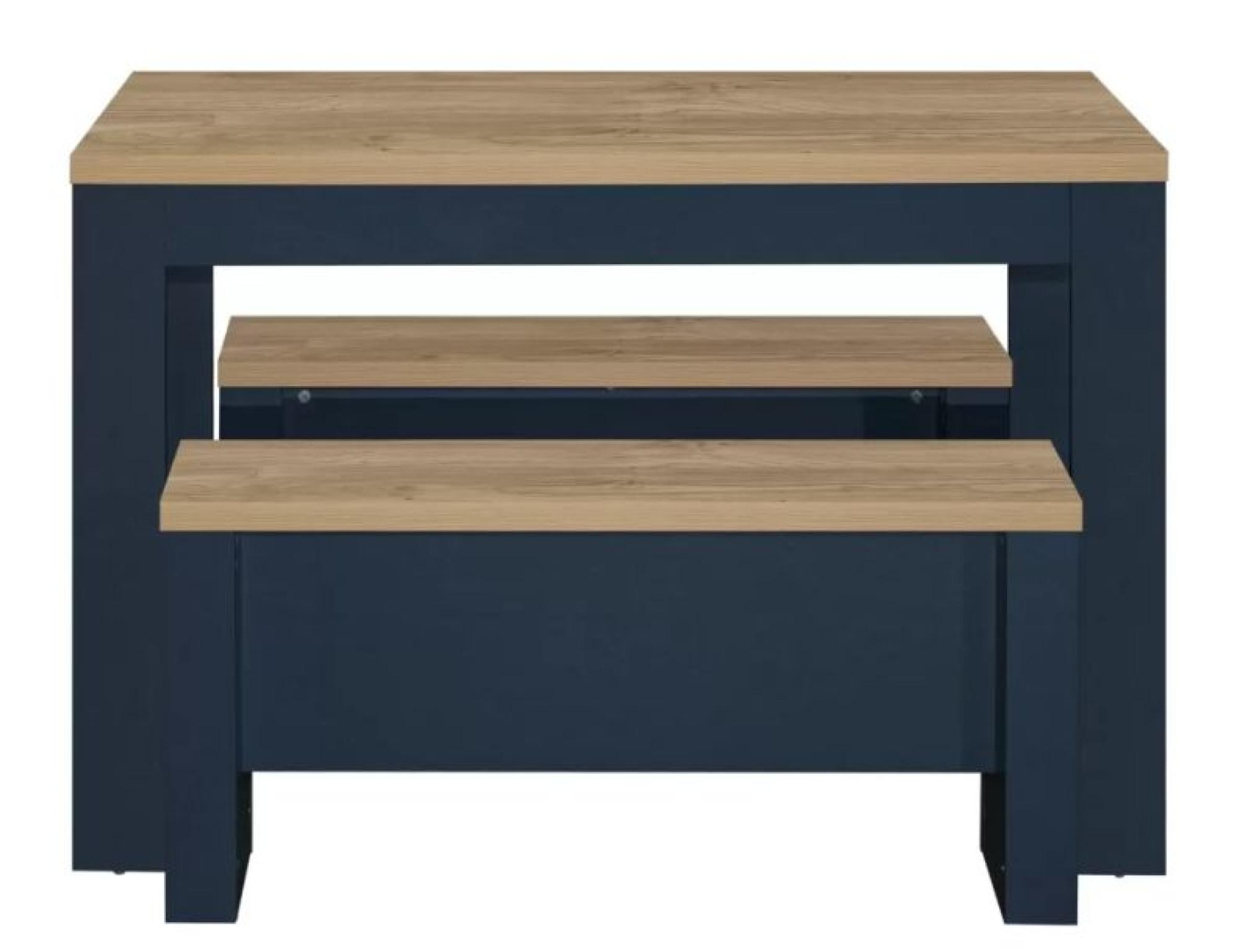 Product photograph of Birlea Highgate Oak Navy Blue Dining Table Set With 2 Bench from Choice Furniture Superstore.