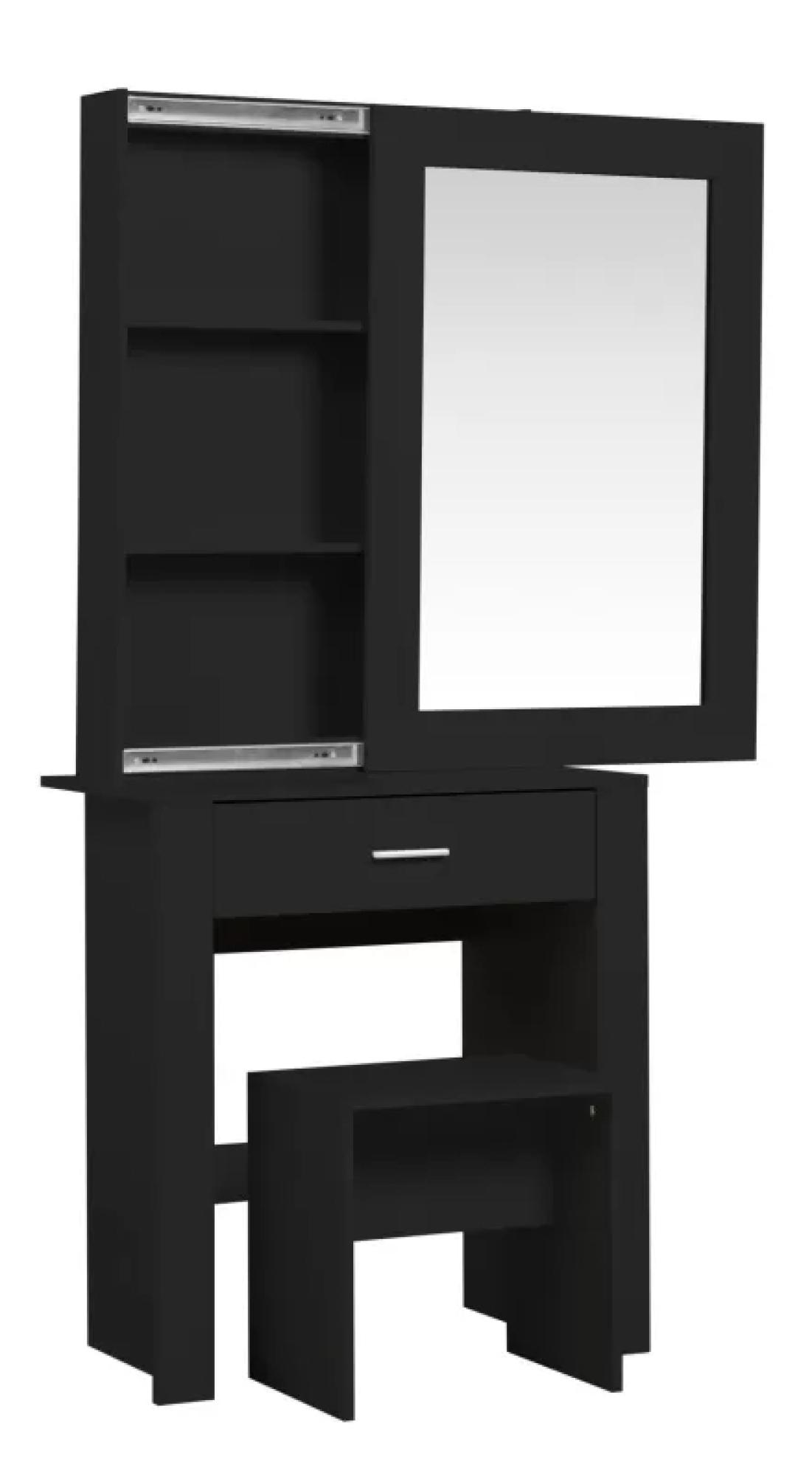 Product photograph of Evelyn Black Sliding Mirror Dressing Table - 1 Drawer from Choice Furniture Superstore.