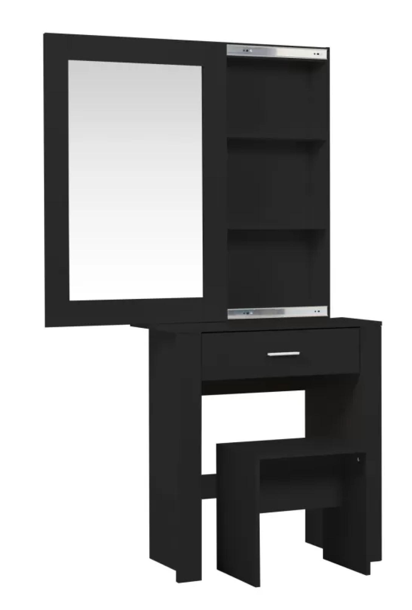 Product photograph of Evelyn Black Sliding Mirror Dressing Table - 1 Drawer from Choice Furniture Superstore.