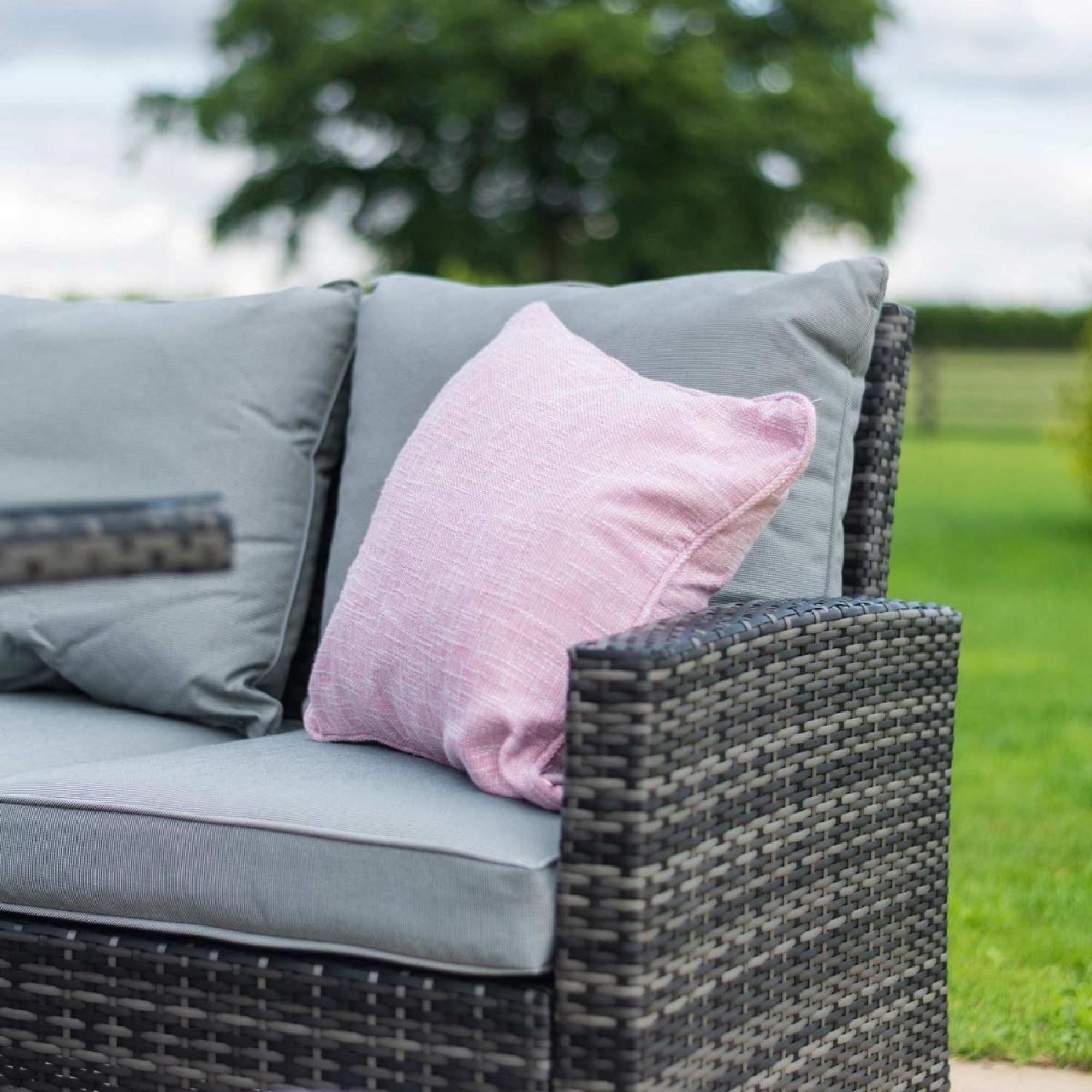 Product photograph of Maze Kingston Grey Rattan 8 Seater Corner Sofa Dining Set With 3 Footstools And Fire Pit Table from Choice Furniture Superstore.