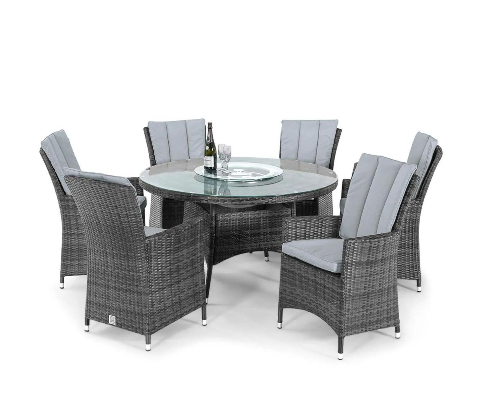 Product photograph of Maze La Rattan Grey 6 Seater Round Ice Bucket Dining Table Set With 6 Chairs from Choice Furniture Superstore.