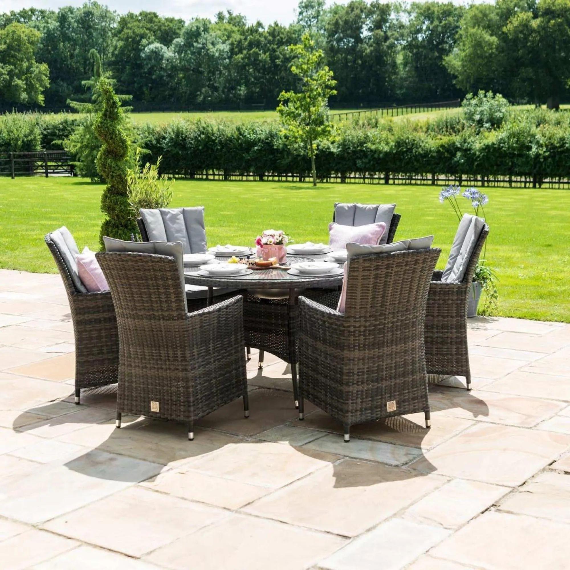Product photograph of Maze La Rattan Grey 6 Seater Round Ice Bucket Dining Table Set With 6 Chairs from Choice Furniture Superstore.