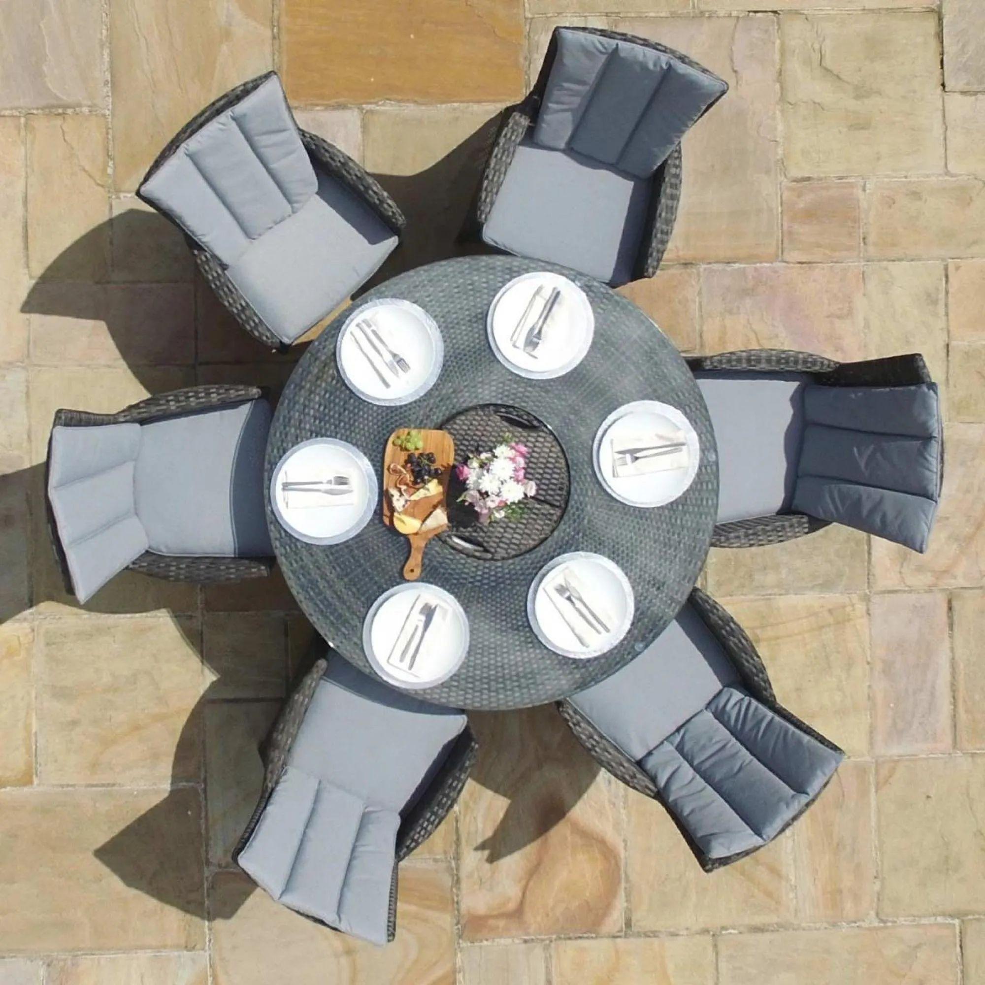 Product photograph of Maze La Rattan Grey 6 Seater Round Ice Bucket Dining Table Set With 6 Chairs from Choice Furniture Superstore.