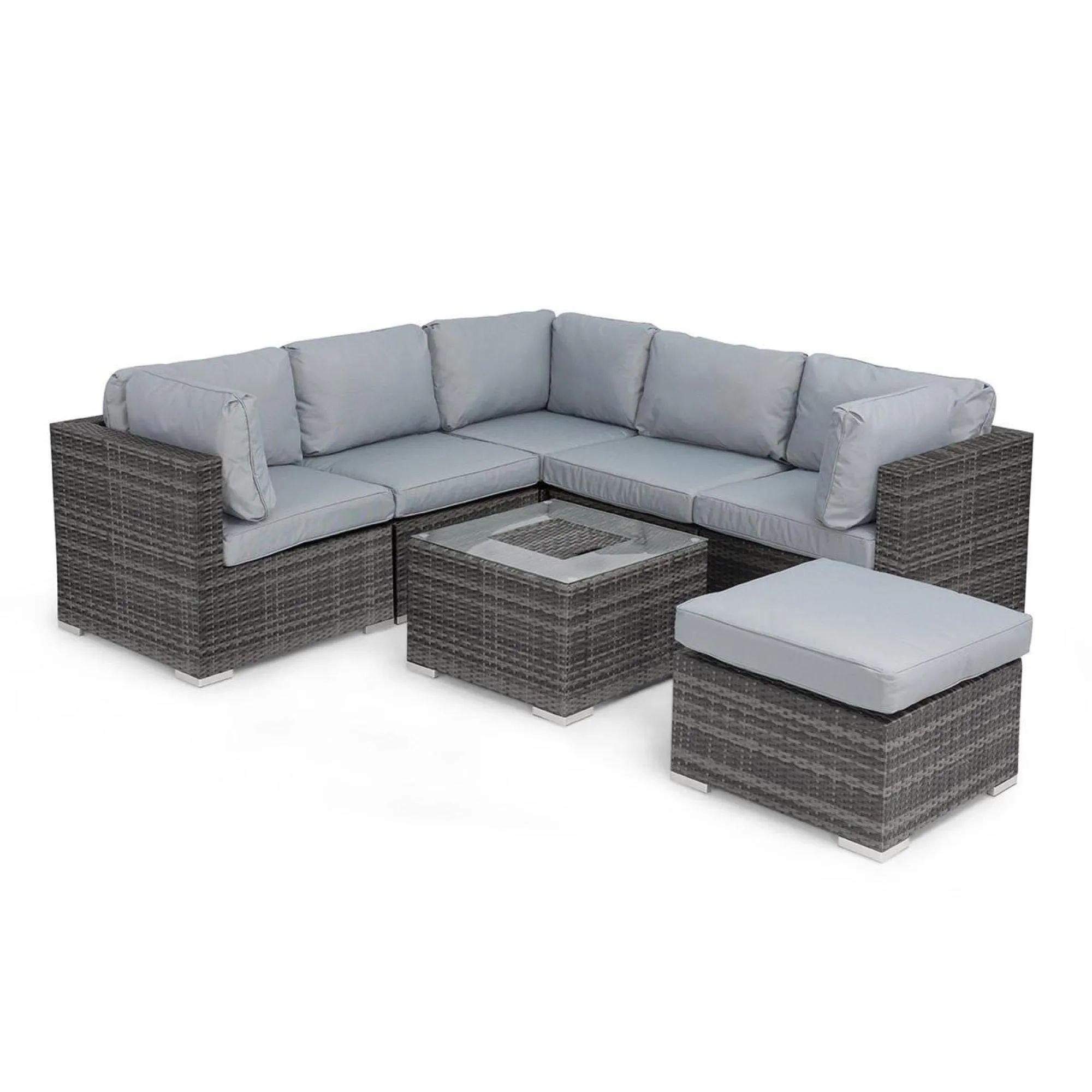 Product photograph of Maze London Rattan Grey Corner Group With Table Ice Bucket And Footstool from Choice Furniture Superstore.