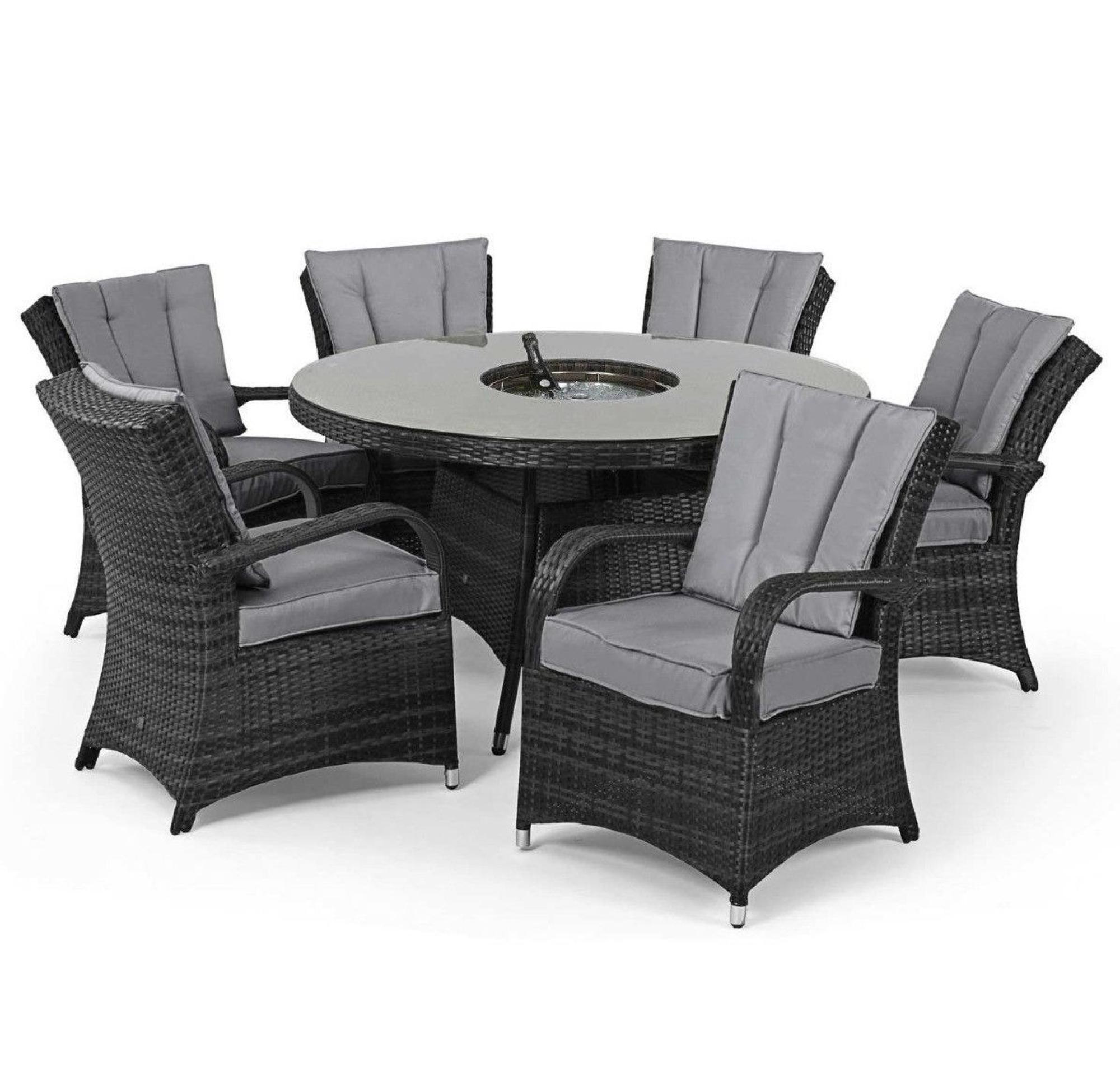 Product photograph of Maze Texas Rattan Grey 2 Seater Round Ice Bucket Dining Table Set With 6 Chiars from Choice Furniture Superstore.