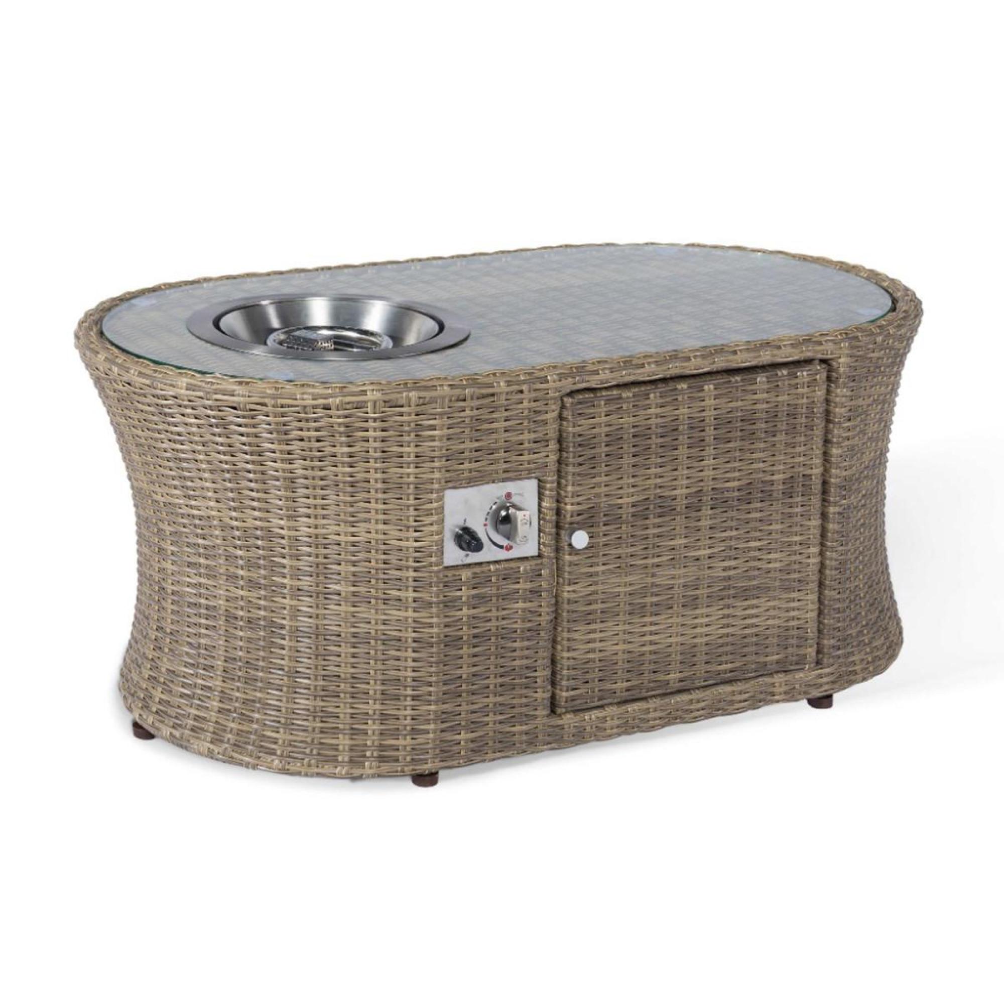 Product photograph of Maze Winchester Natural Rattan Oval Fire Pit Coffee Table from Choice Furniture Superstore.