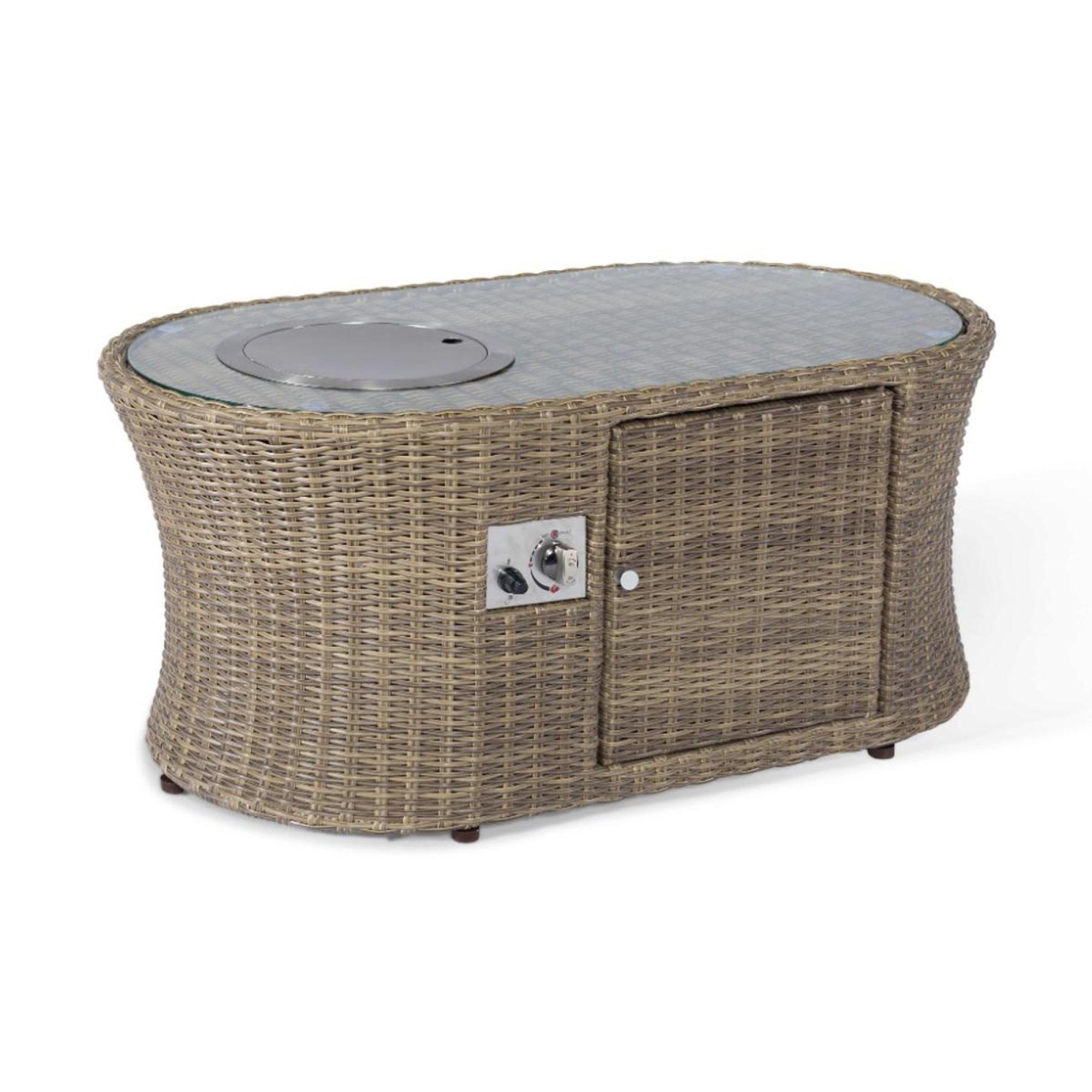 Product photograph of Maze Winchester Natural Rattan Oval Fire Pit Coffee Table from Choice Furniture Superstore.