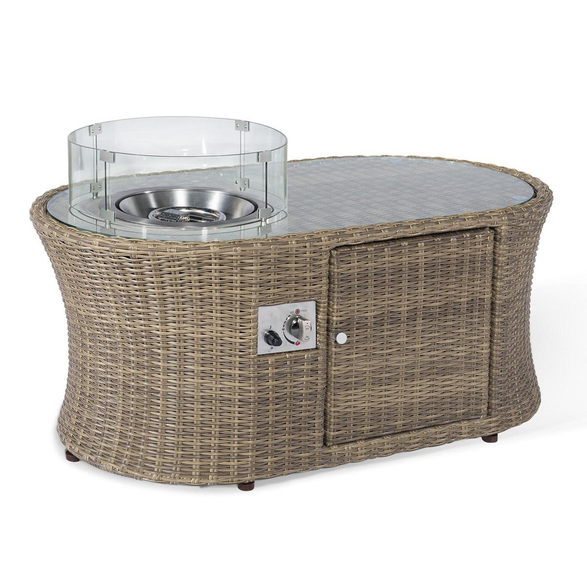 Product photograph of Maze Winchester Natural Rattan Oval Fire Pit Coffee Table from Choice Furniture Superstore.